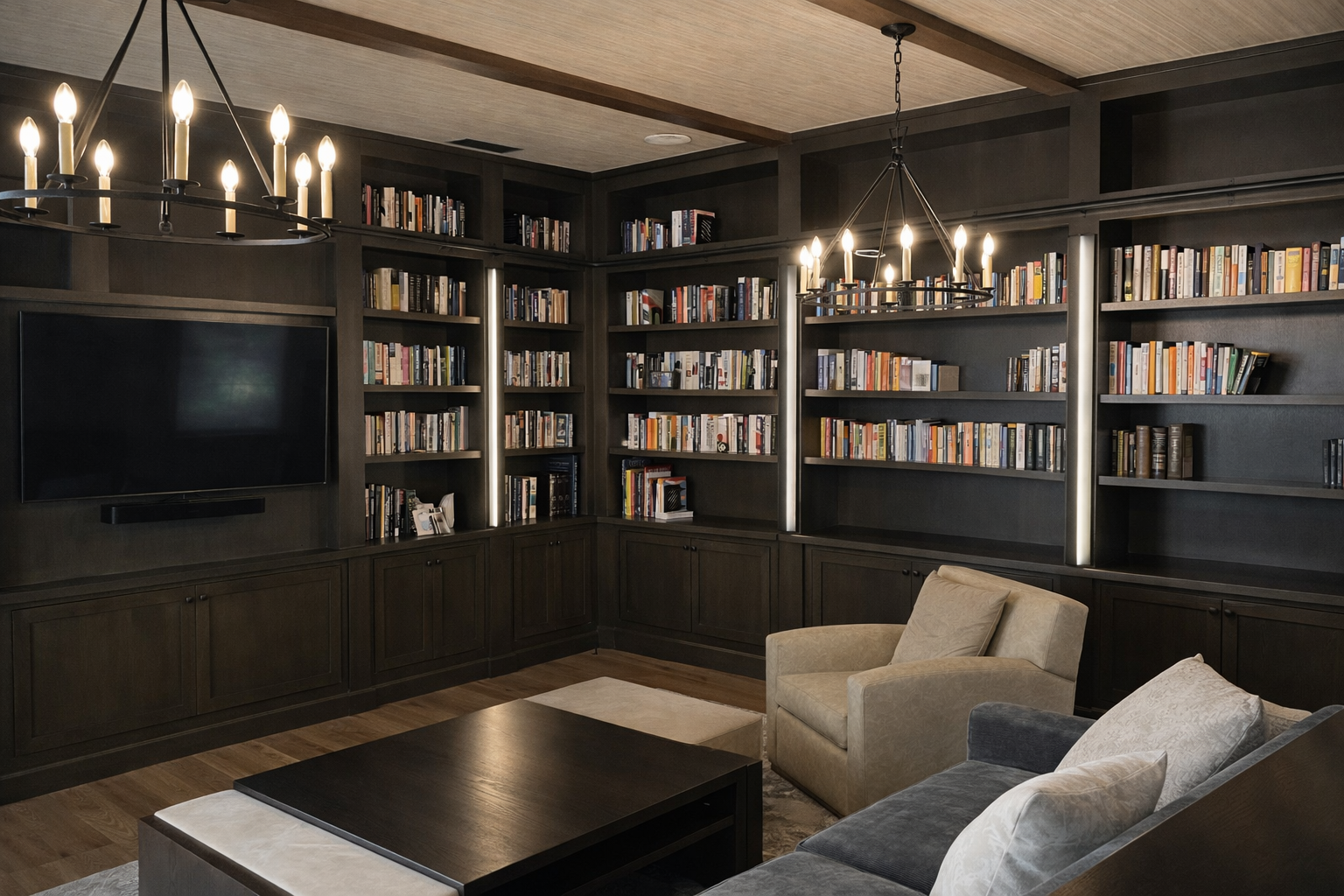 Stained Oak | Shaker Door | Face Frame w/ Library Ladder