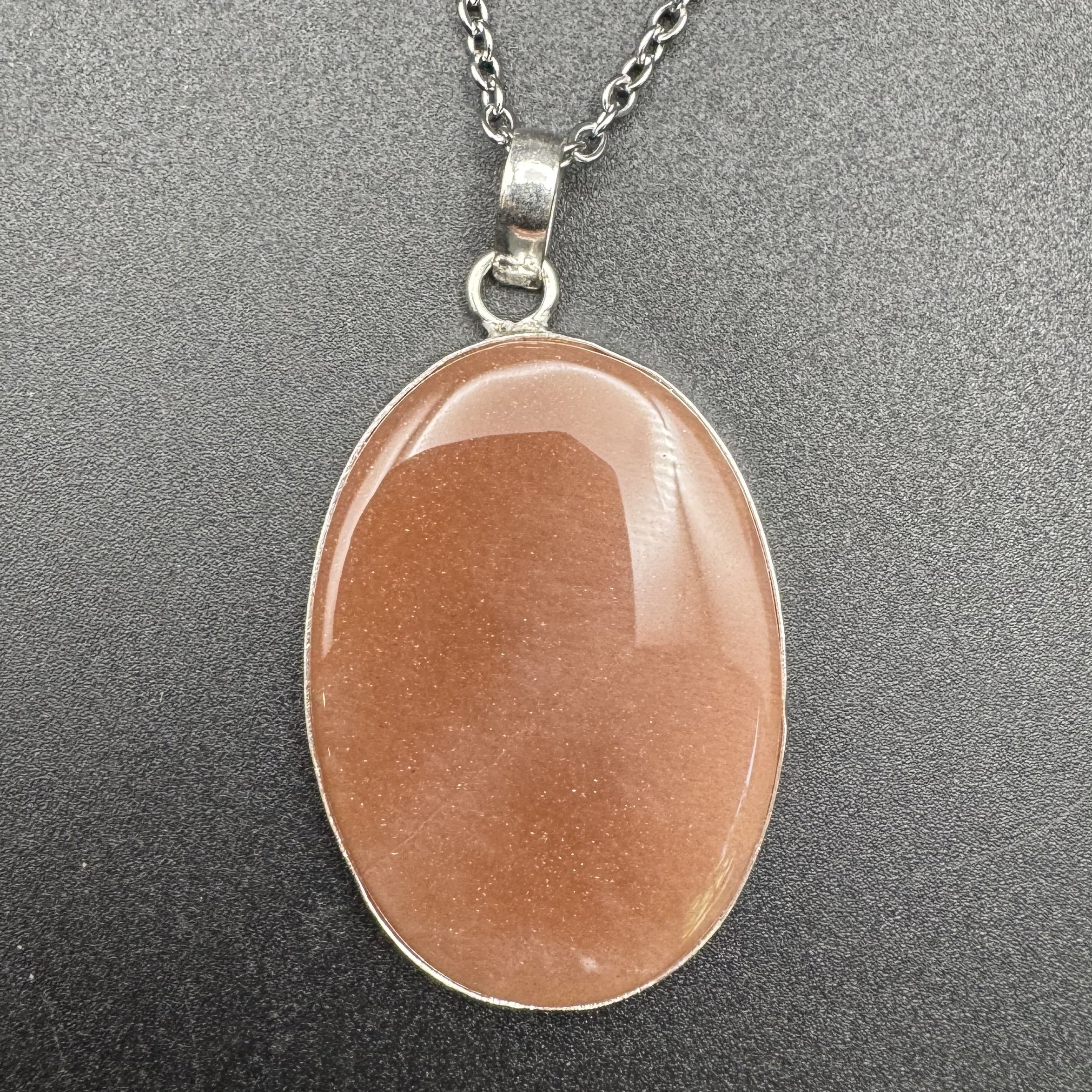 Sunstone and Peach Moonstone Pendant - A