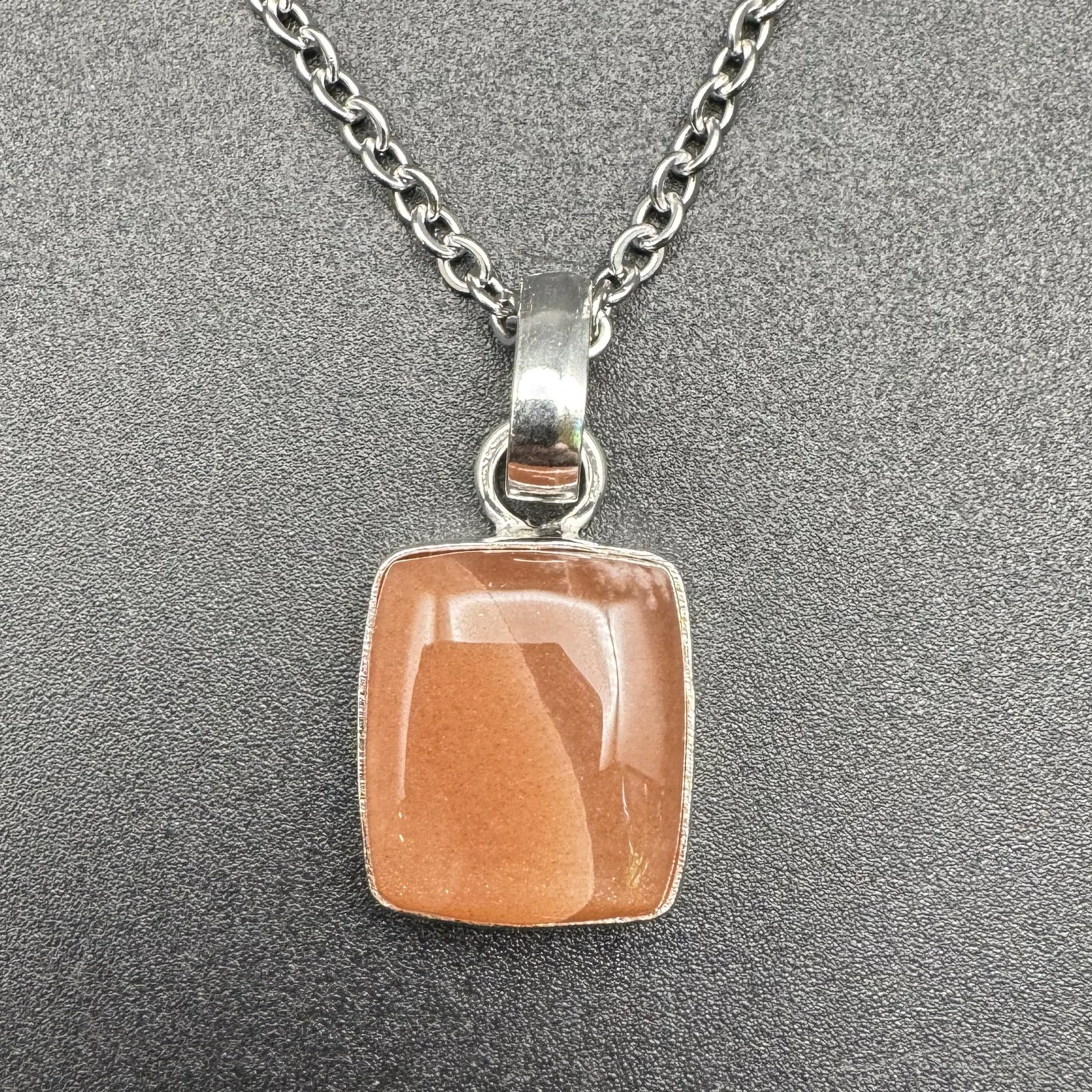 Sunstone and Peach Moonstone Pendant - C
