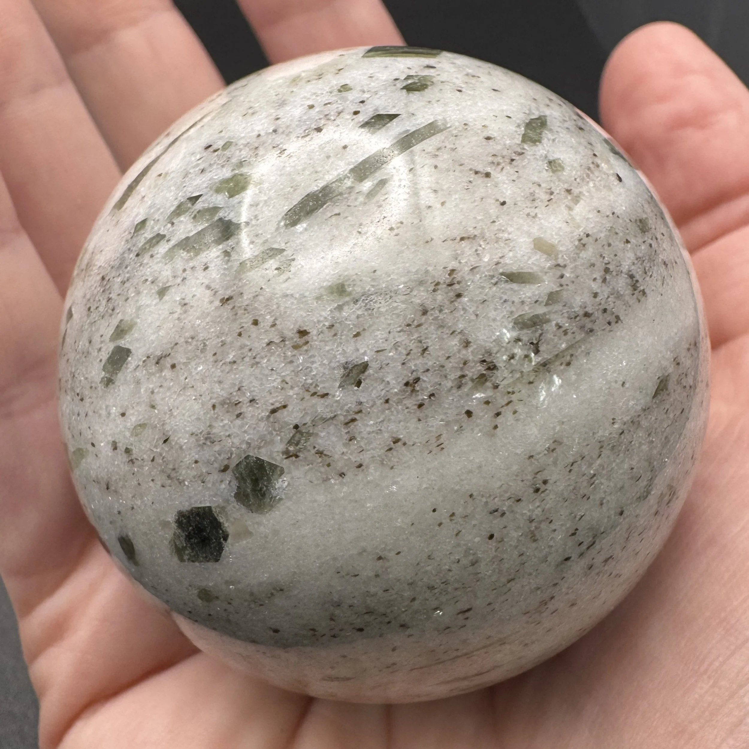 Tourmaline and Epidote in quartz sphere E - 4.jpg