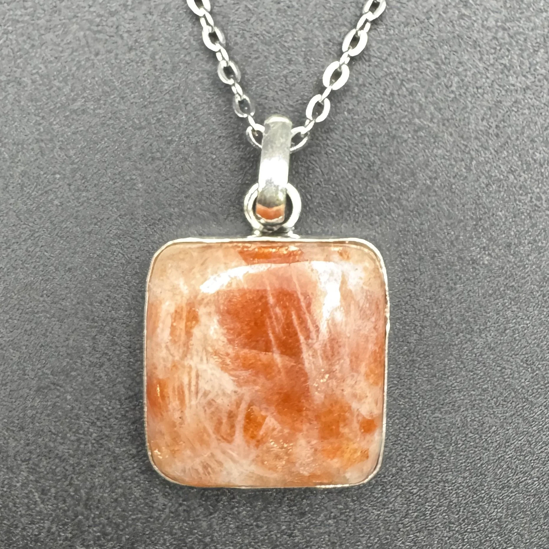 Sunstone and Peach Moonstone Pendant - B