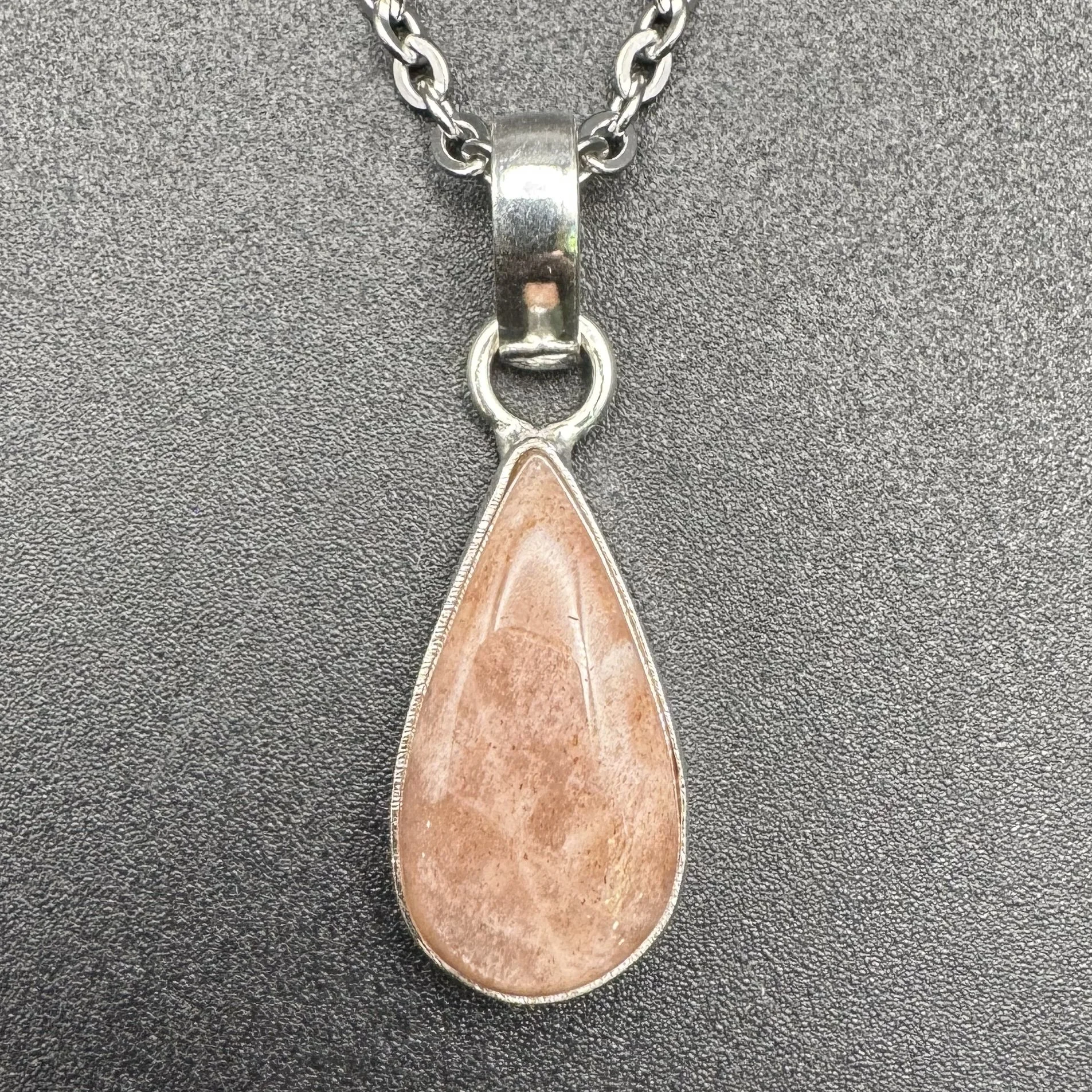 Sunstone and Peach Moonstone Pendant - D