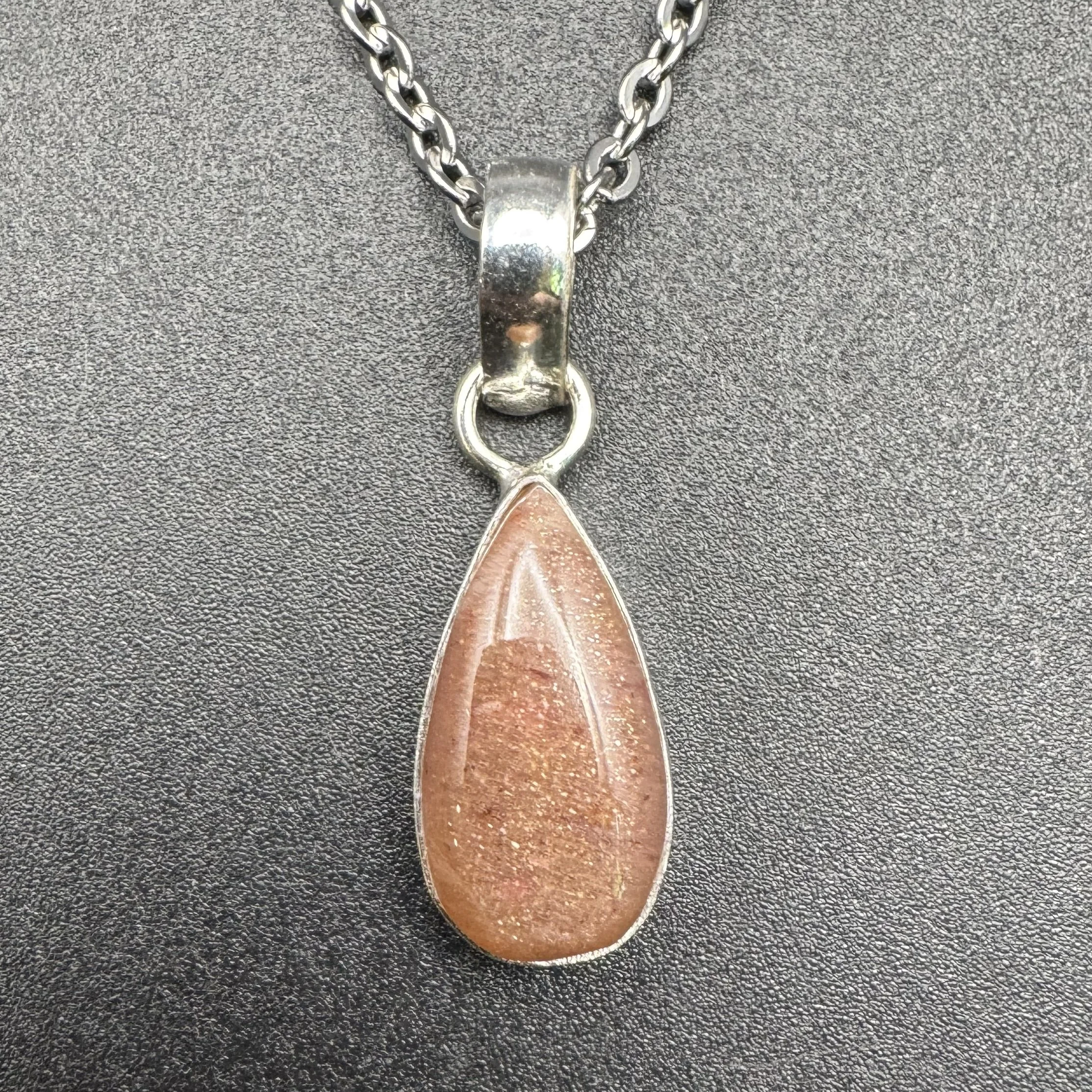 Sunstone and Peach Moonstone Pendant - E
