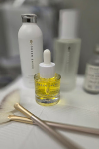 closeup of skin serum bottle