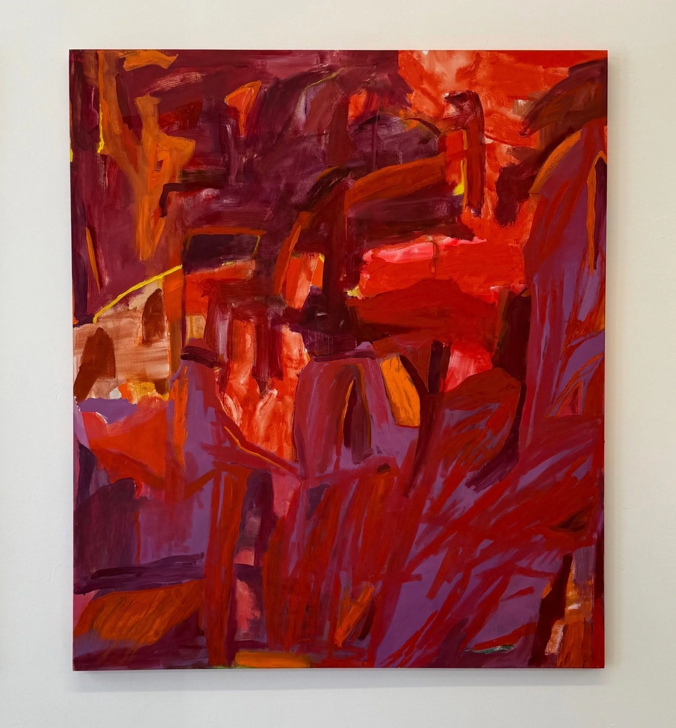 Faces In The Canyon, Oil, acrylic, and Flashe on canvas, 40"x50", 2025