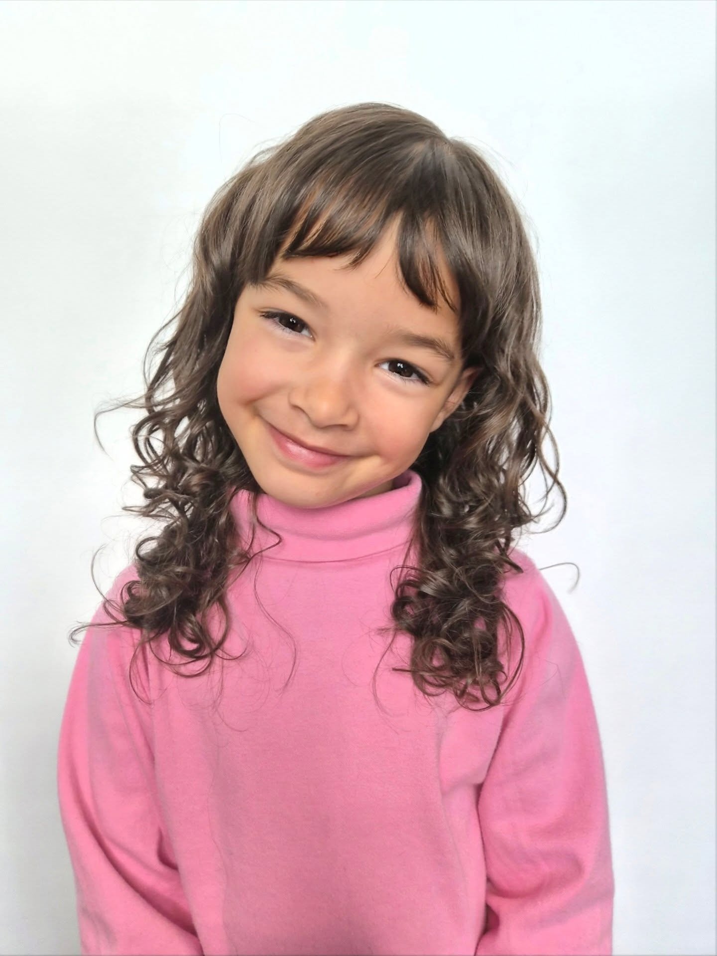 My niece cut her own bangs a few months ago 😱 I fixed them up for her and gave her a fresh cut 🩷🩷🩷 my twin and my bestie. Ruby's first dry curly cut ✂️🎀🐈&zwj;⬛️