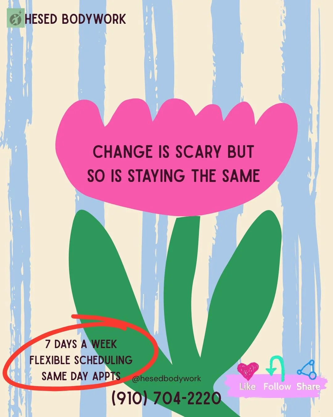 ✨ "Change is scary... but so is staying the same." ✨

How long have you been putting up with the aches, stiffness, tension, headaches, or stress that keep holding you back? 🤔

Taking the first step toward feeling better can seem intimidati