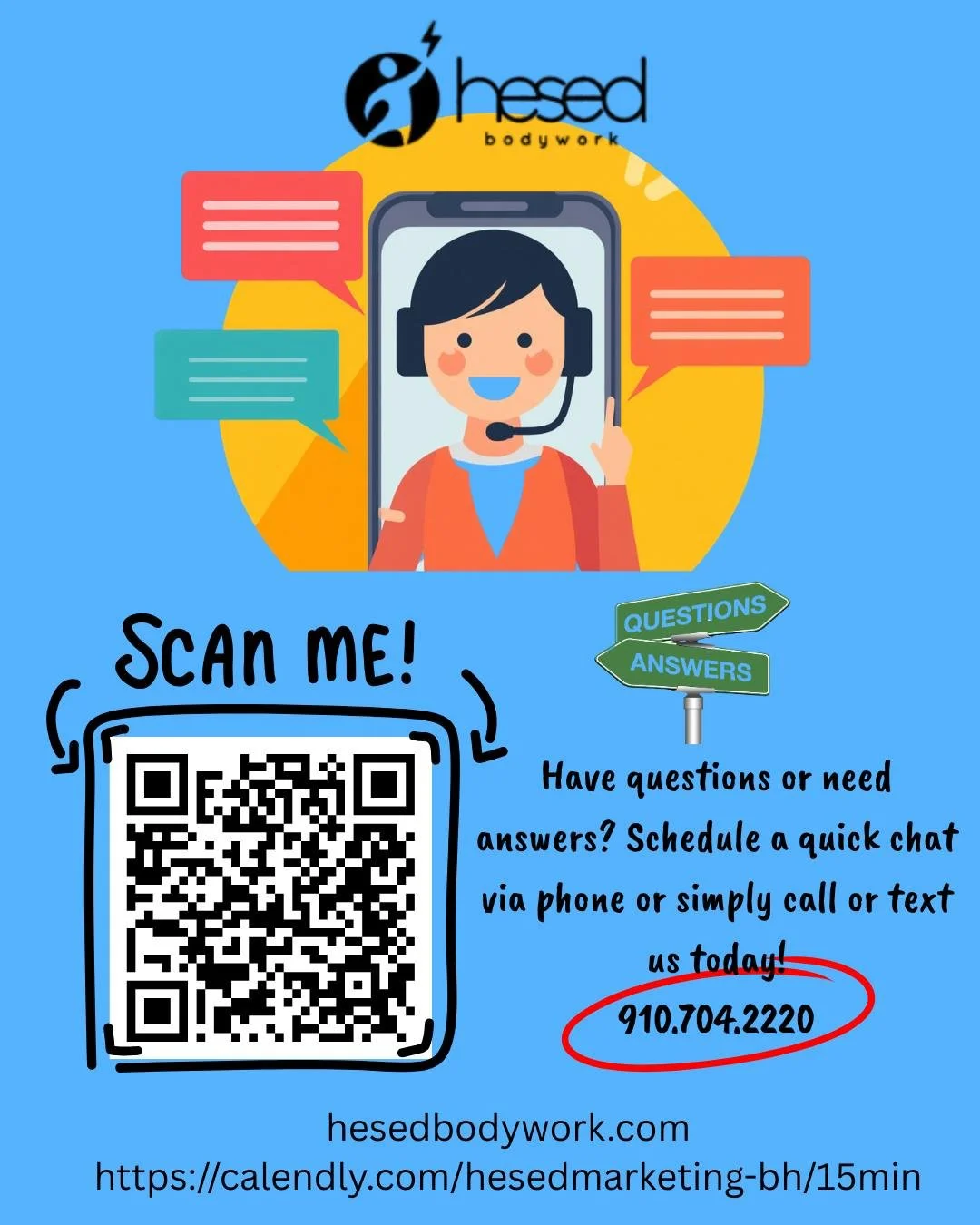 📣❓ Have Questions? We're Here to Help! ❓📣

Are you interested in learning more about our VA Referral Program 🇺🇸 or any of the services offered by Hesed Bodywork?

We&rsquo;d love to connect with you! 🤝✨

📅 Schedule a time that works best for yo