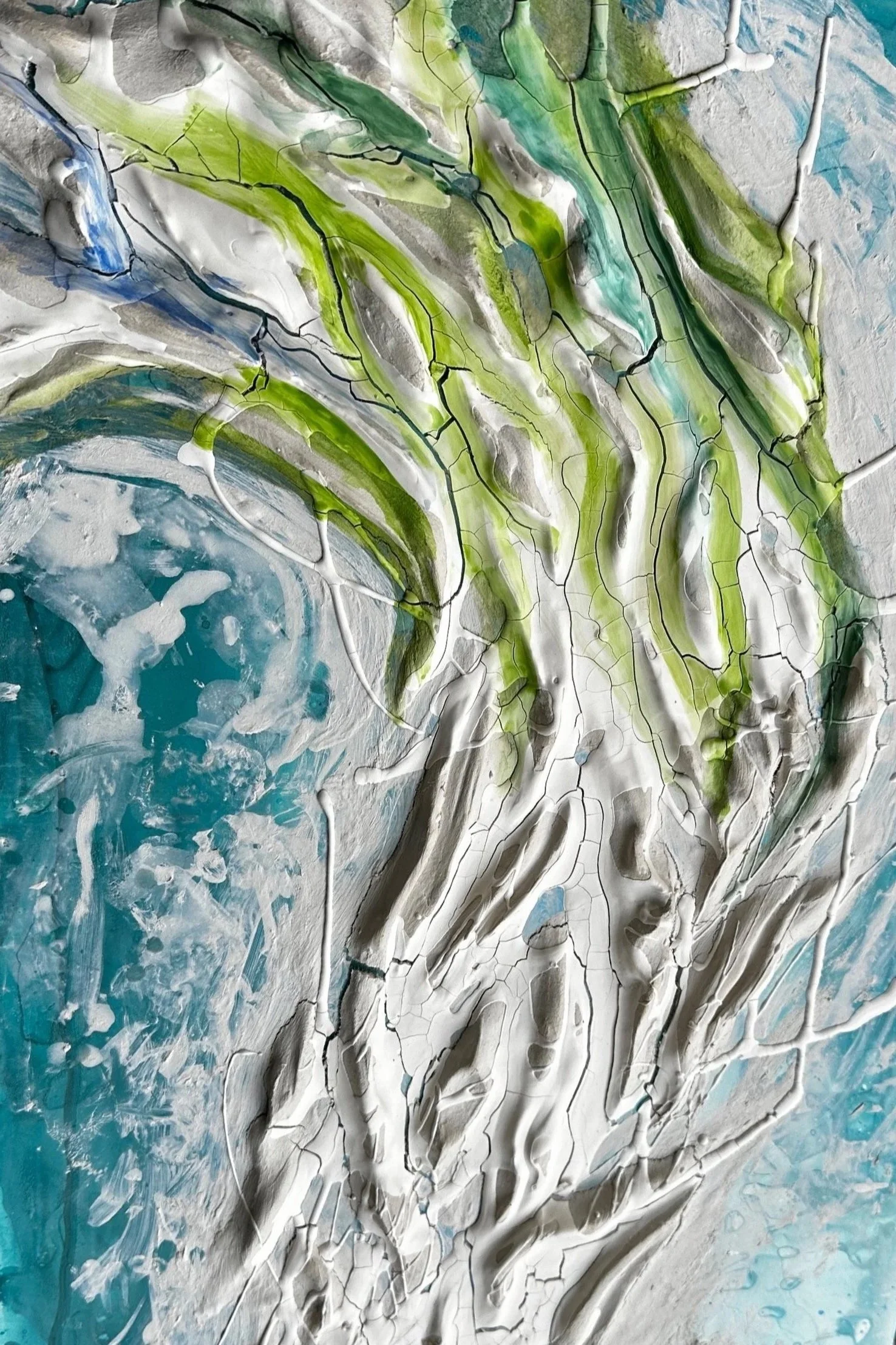 Coverage of work created during the June Parrish Fellowship, exploring material, landscape, and process through painting.