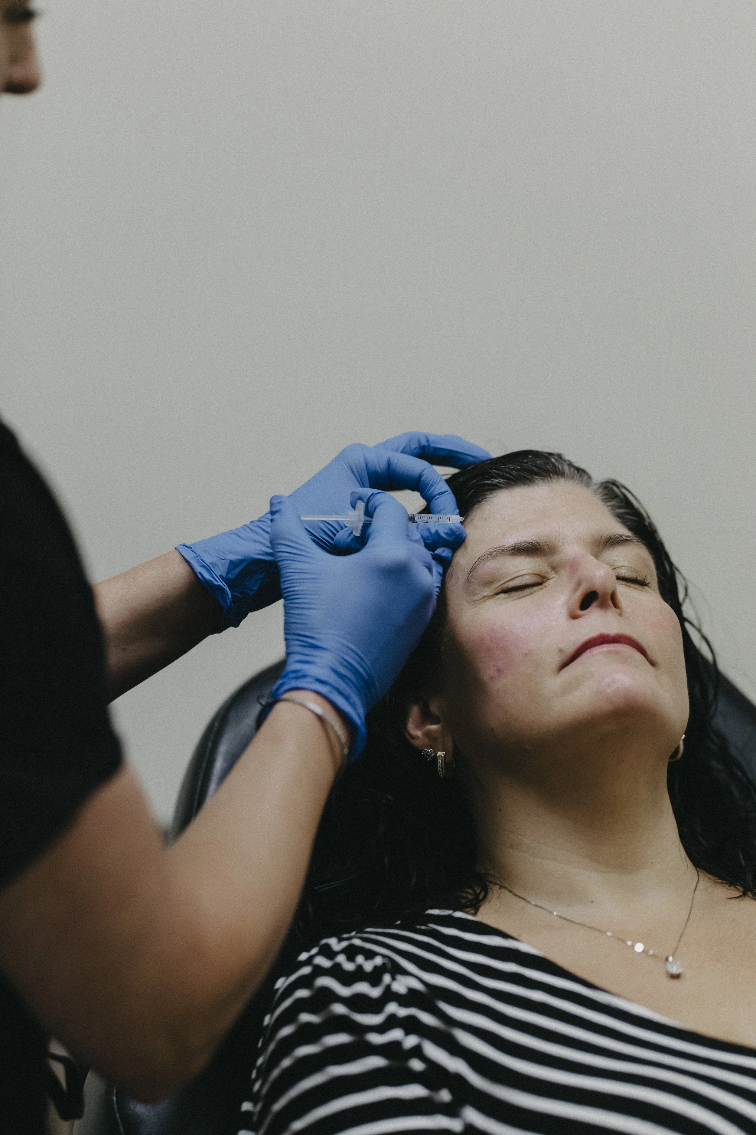 a woman getting botox injections at Belle Aesthetics, a med spa in Stewartstown PA