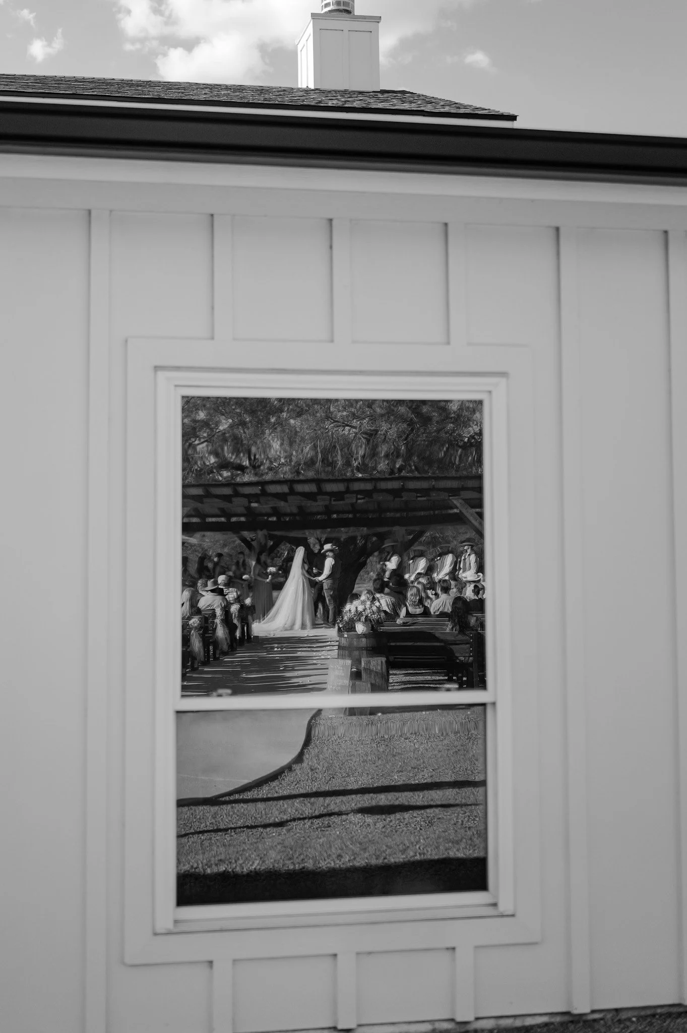 Reflection of wedding ceremony