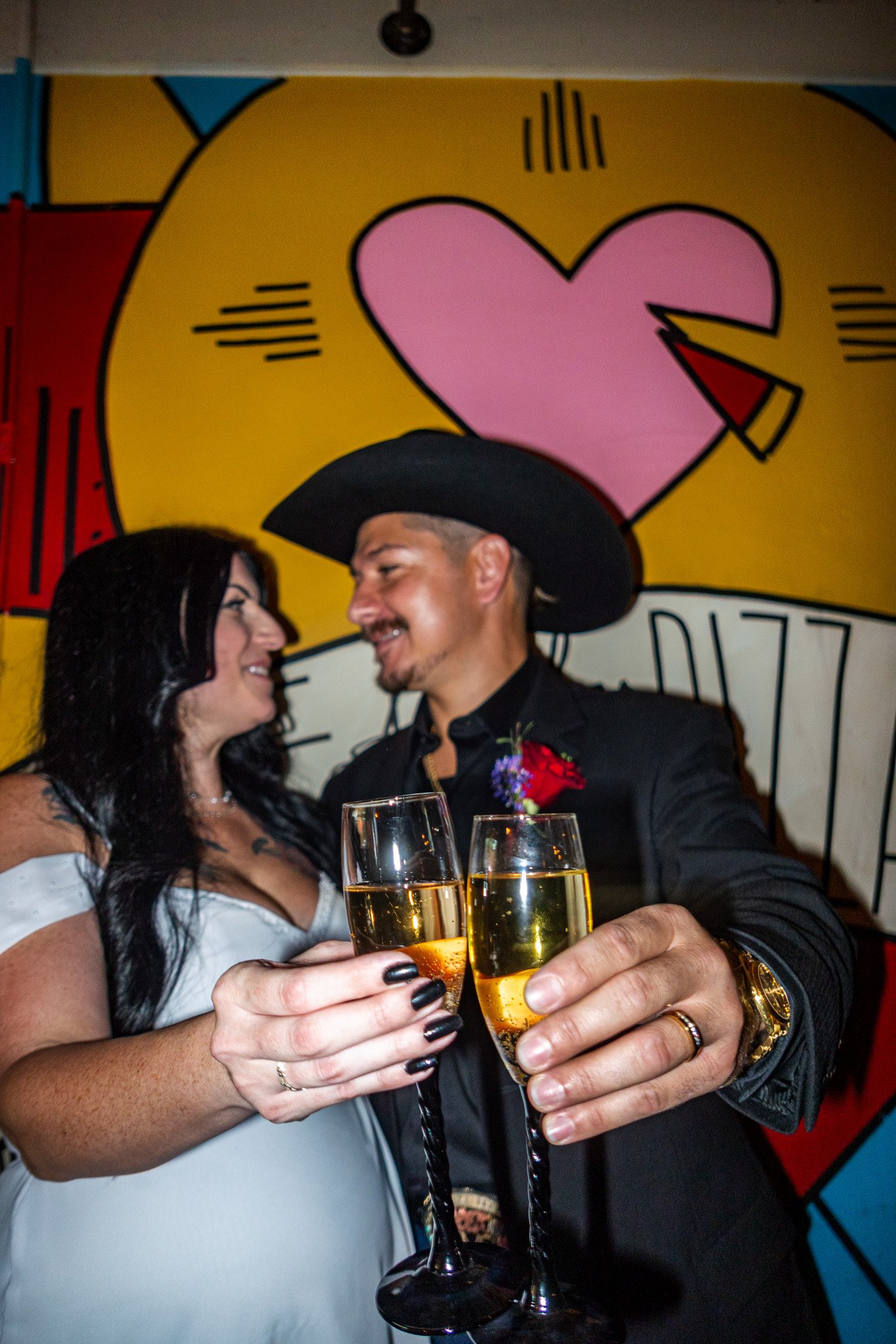 Post-Elopement Pizza Celebration – Champagne Glasses Close-Up – Leica D-Lux 8