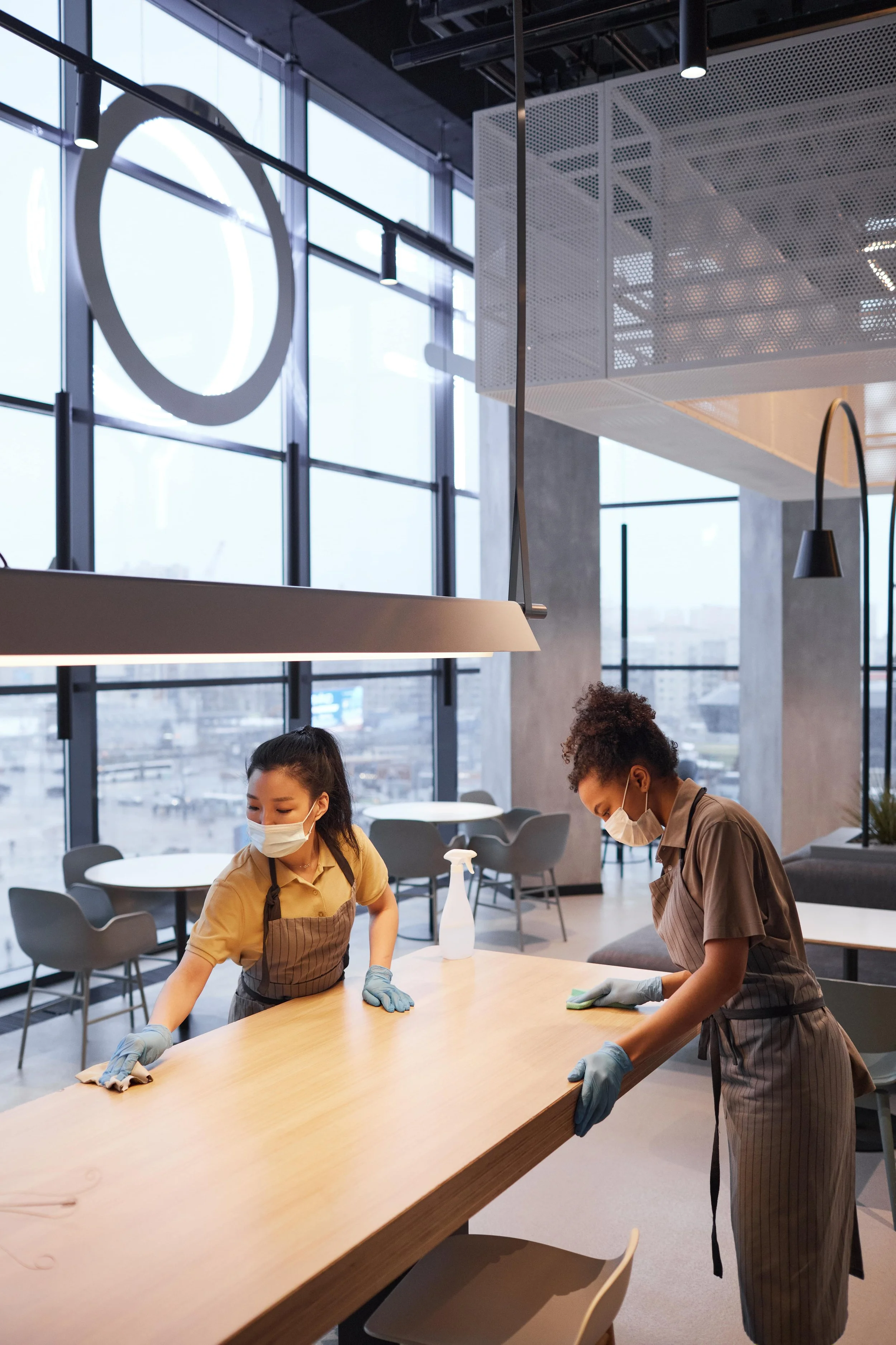 The Cleaner Than Ever cleaning team coordinating on-site in a Sydney office — delivering efficient, high-quality commercial cleaning through teamwork