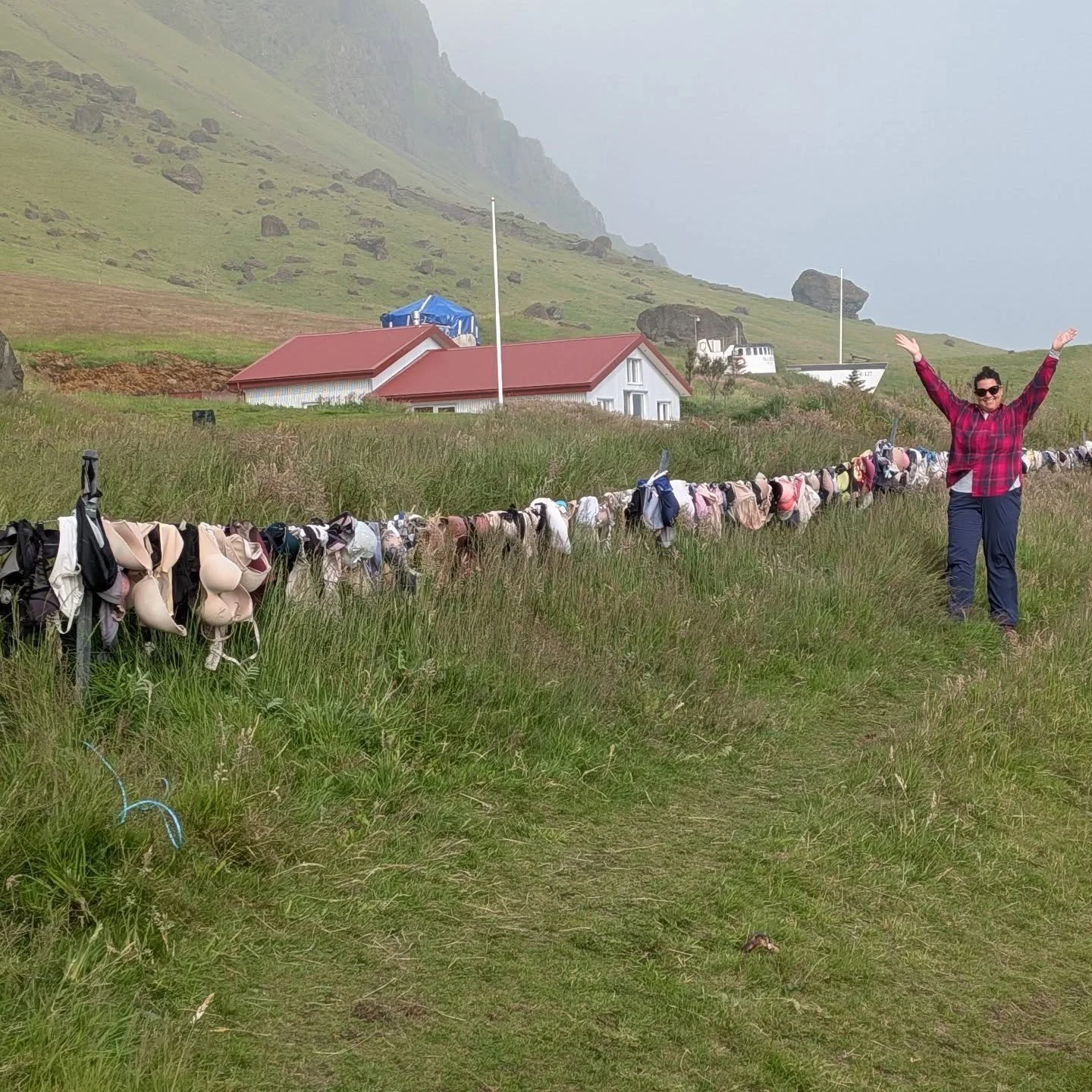 I have no idea why there was a line of bras over a fence on the side of Ring Road in South Iceland but what it means to me - we don't need a reason to take off our bras. 

It represents womanhood freedom, body autonomy, authenticity and women support