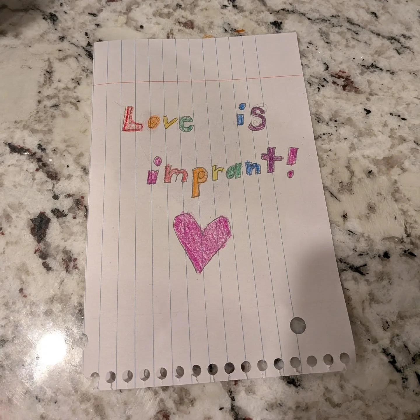 The world is heavy.

It's hard to always show up here and know what to say.

But thanks to my kids, I'm reminded that simplicity and kindness is what we need when things feel challenging and like there are no words to say. 

Love is imp(o)rtant.