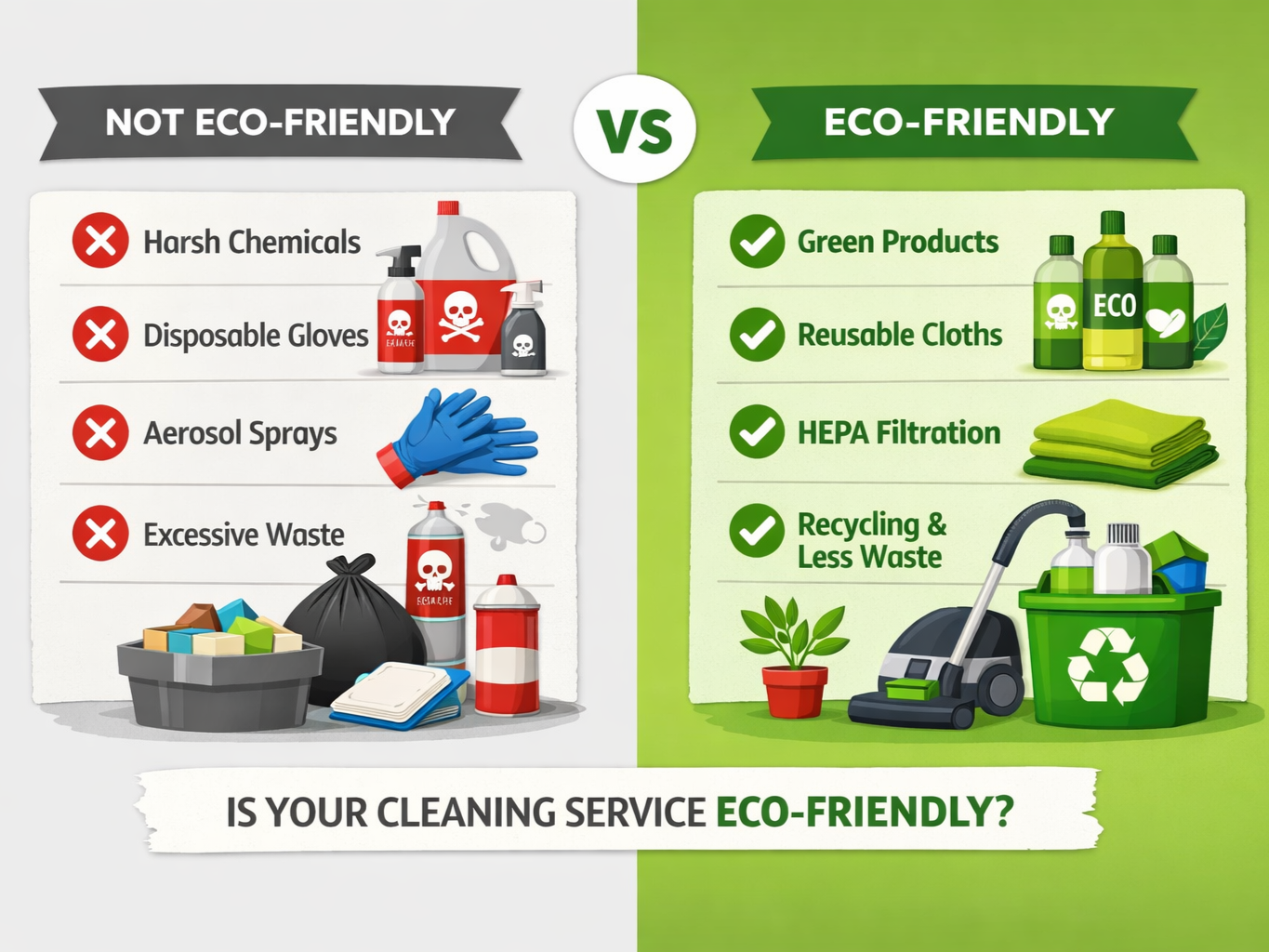 Signs Your Cleaning Provider Is Not Eco‑Friendly 🌱❌✅