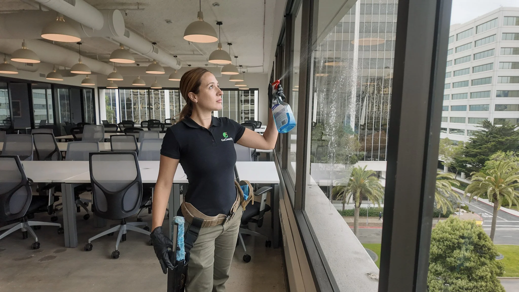 Window cleaning service for commercial buildings providing streak-free glass cleaning in the Bay Area