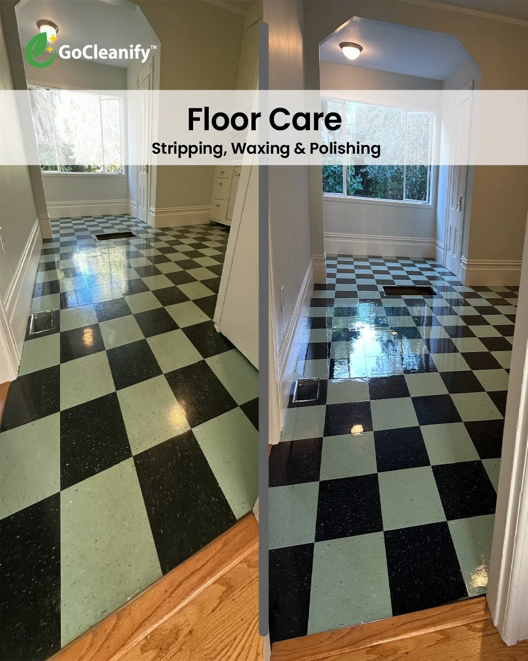 Professional floor care services including stripping, waxing, and polishing to restore shine and extend the life of commercial floors.