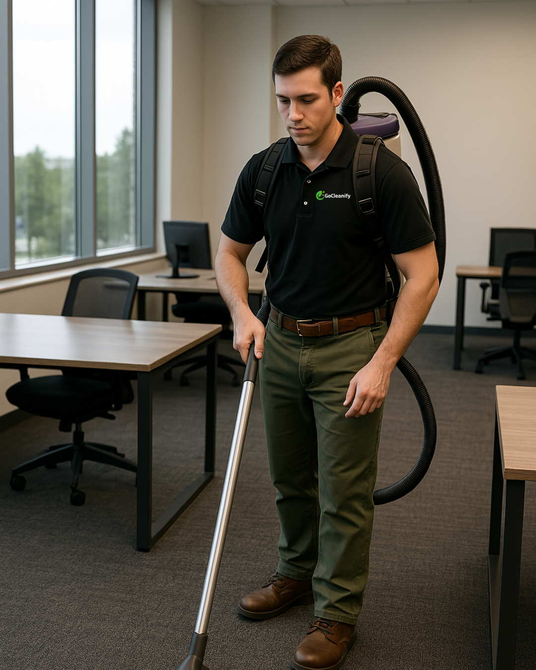 Office vacuuming services by GoCleanify in Berkeley CA, ensuring clean, dust-free floors and healthier workspaces for commercial properties.