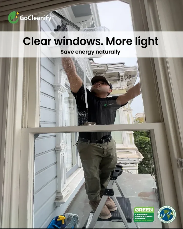 GoCleanify™ professional eco‑friendly window cleaning in the San Francisco Bay Area, helping workplaces maximize natural light and reduce energy use.