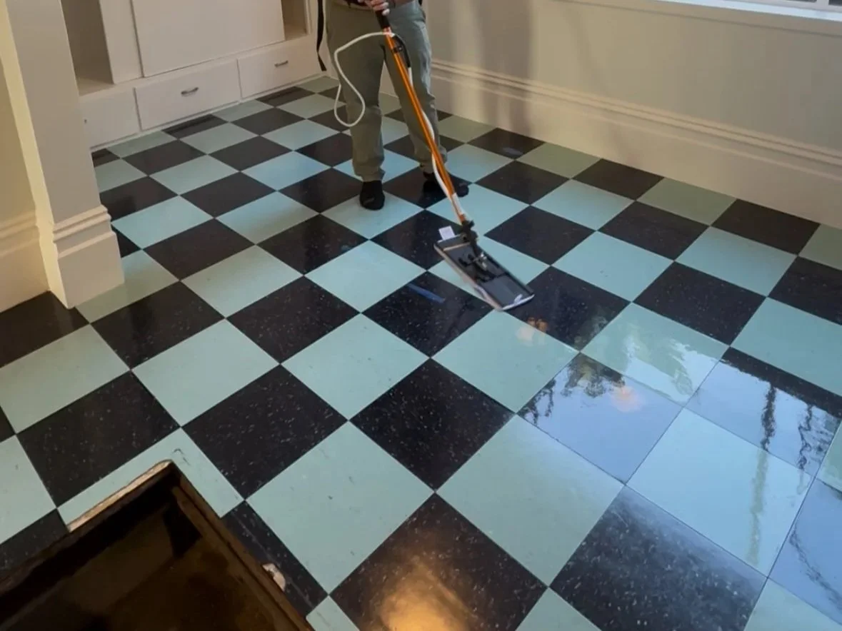 Commercial floor waxing and polishing by GoCleanify, enhancing shine and protecting hard floor surfaces in offices across the San Francisco Bay Area.