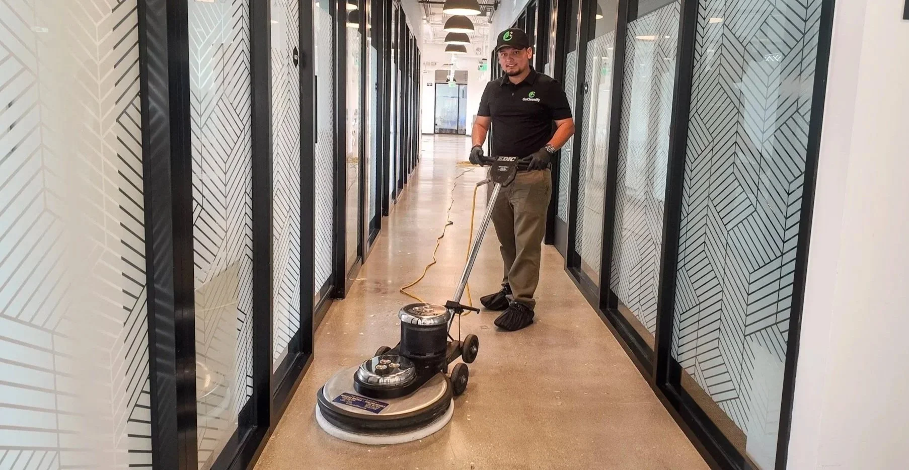 Commercial floor stripping and waxing service for tile floors in an office environment in Berkeley, CA
