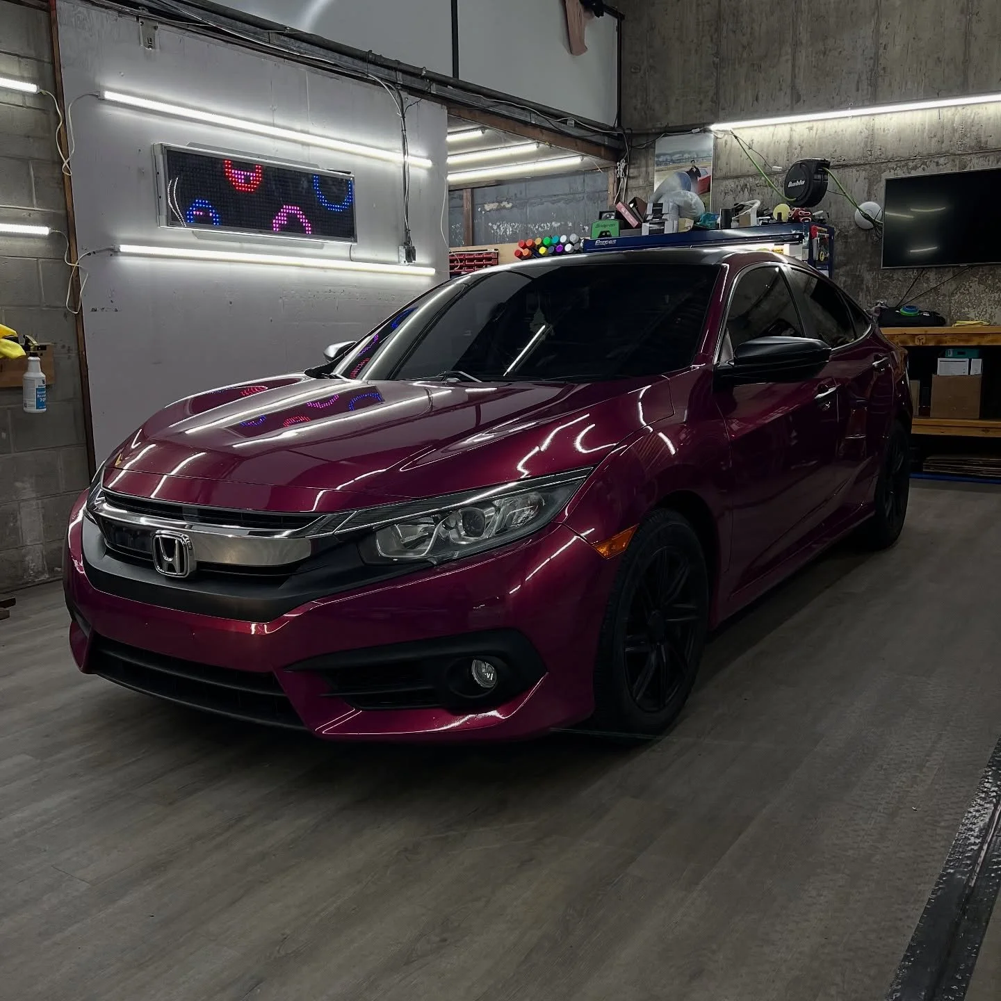 @astrofskyy civic wrapped up in @tinybotvinyl raspberry punch! 

~~~~~~~~~~
📥Direct message quotes 
📲 508-527-1003
📩 rdmautostyling1@gmail.com
- Vinyl wrapping
- Detailing
- Paint corrections 
- Ceramic coatings
- Starlight headliners 
- Under-glo