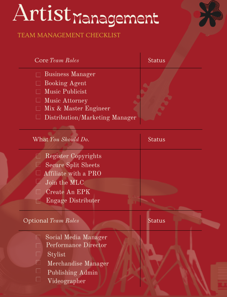Artist Management Checklist