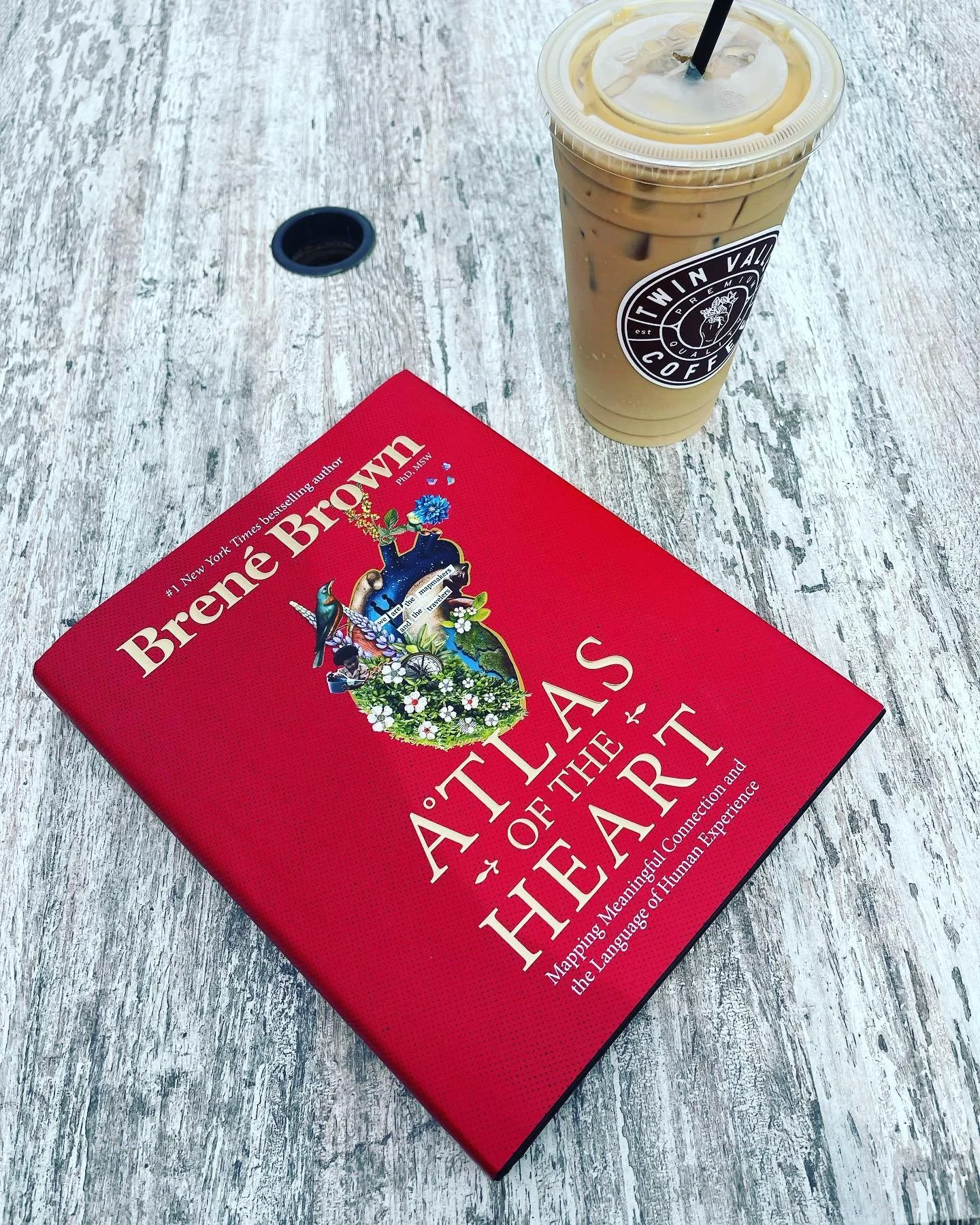 Favorite coffee. 
New Bren&eacute; Brown. 
74 degrees outside.
☀️Happiest of Mondays!☀️

Three pages in, and already so good. One line I&rsquo;ve been thinking about says

 &ldquo;For children, it&rsquo;s easy for everything to become a source of sha