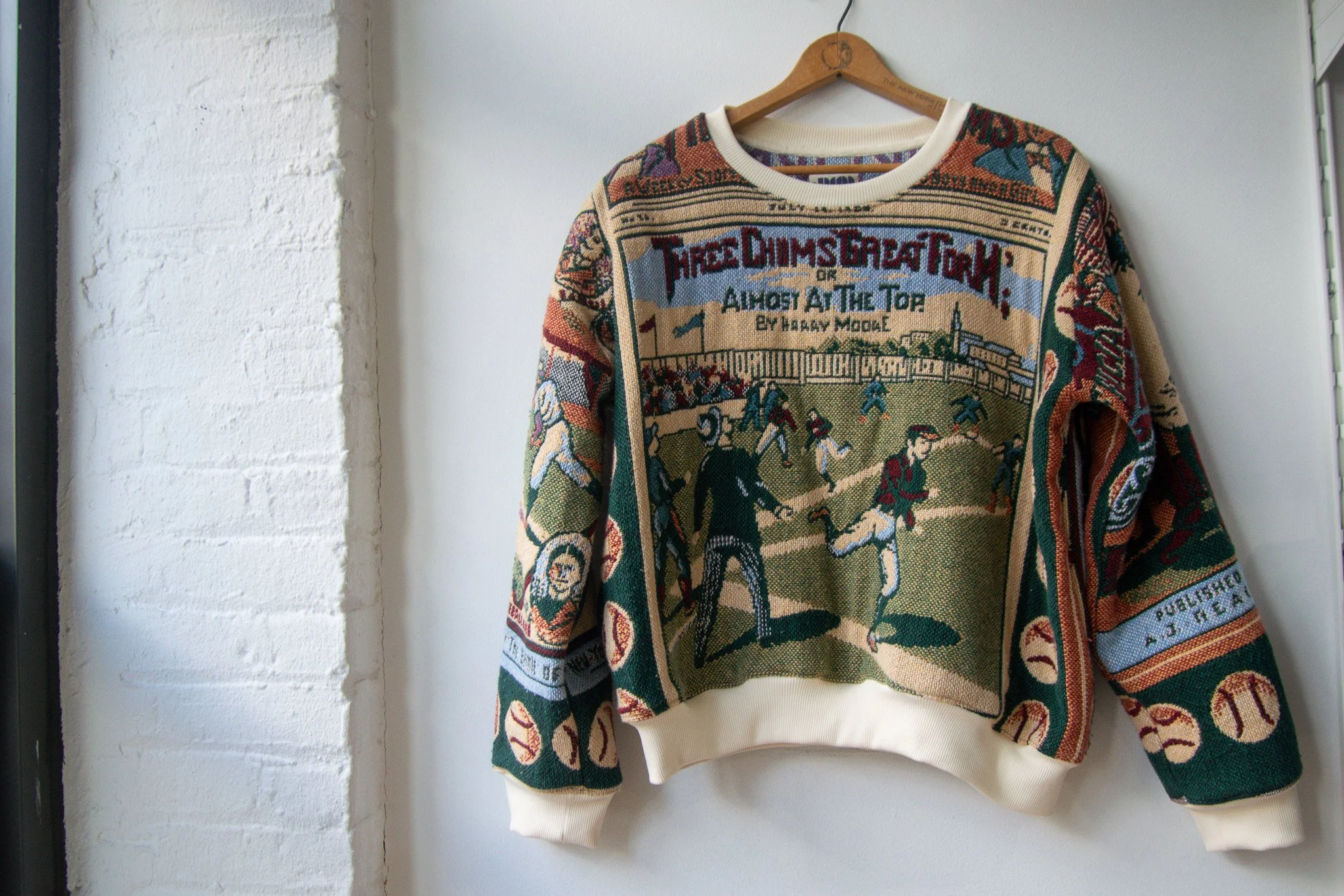 Baseball Blanket Upcycled Crewneck (L)