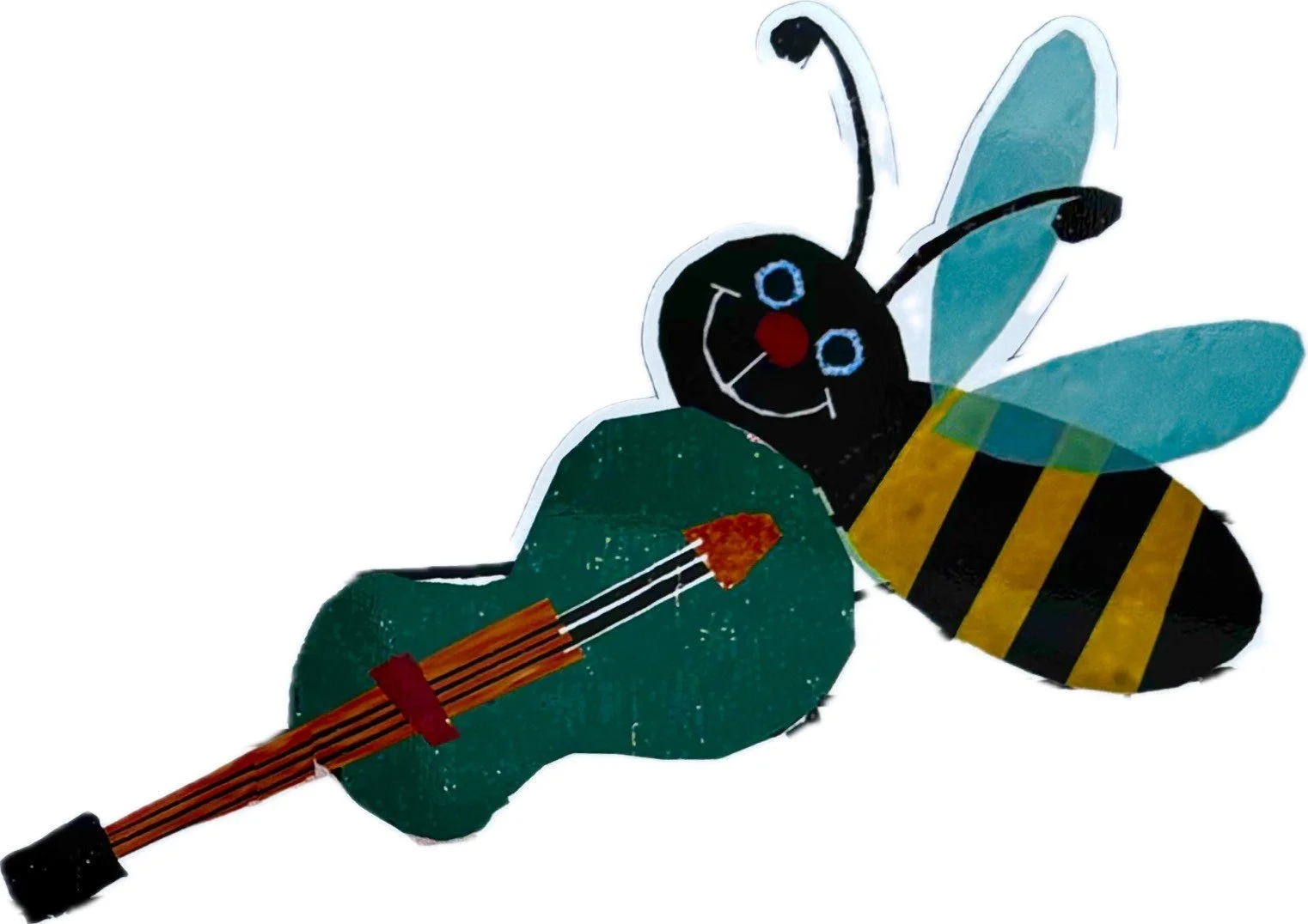 幸せそうな笑顔の蝶のキャラクターの置き物。