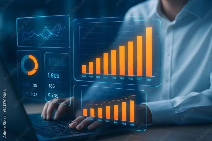 📈 Data Analytics & KPI Tracking Interface 3D Holographic Illustration - Download Now! 📥.jpg