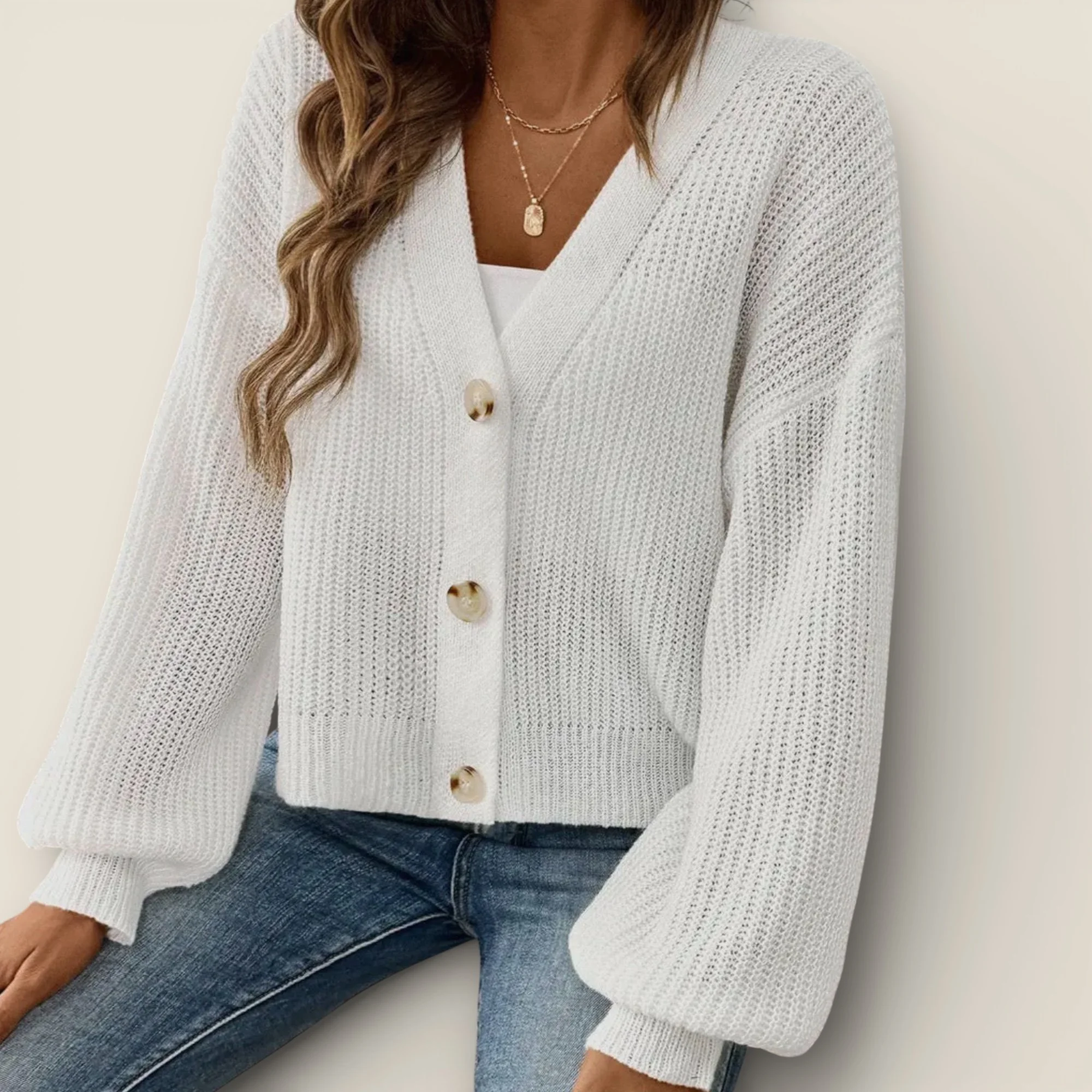 Knit Button Down Vneck Sweater