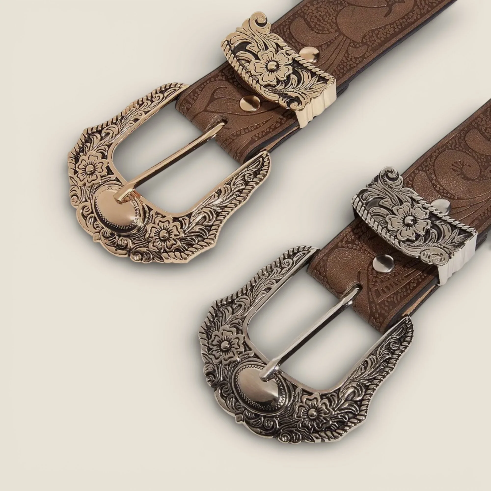 BROWN TEXTURED PRINTED BELT