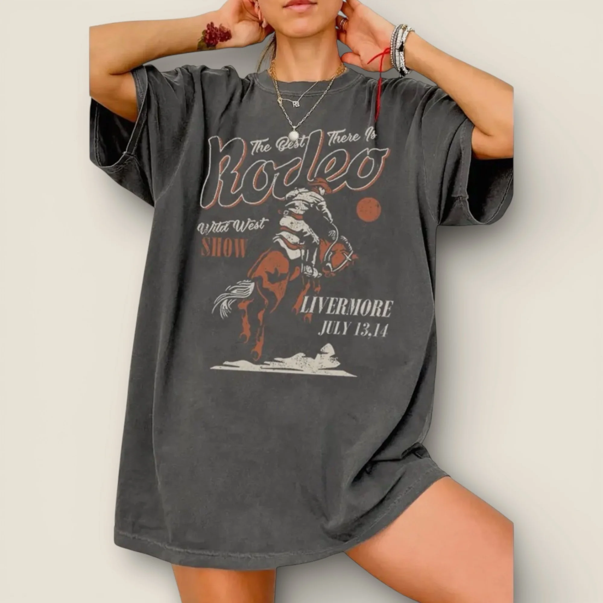 RODEO WILD WEST OVERSIZED MINERAL GRAPHIC TEE