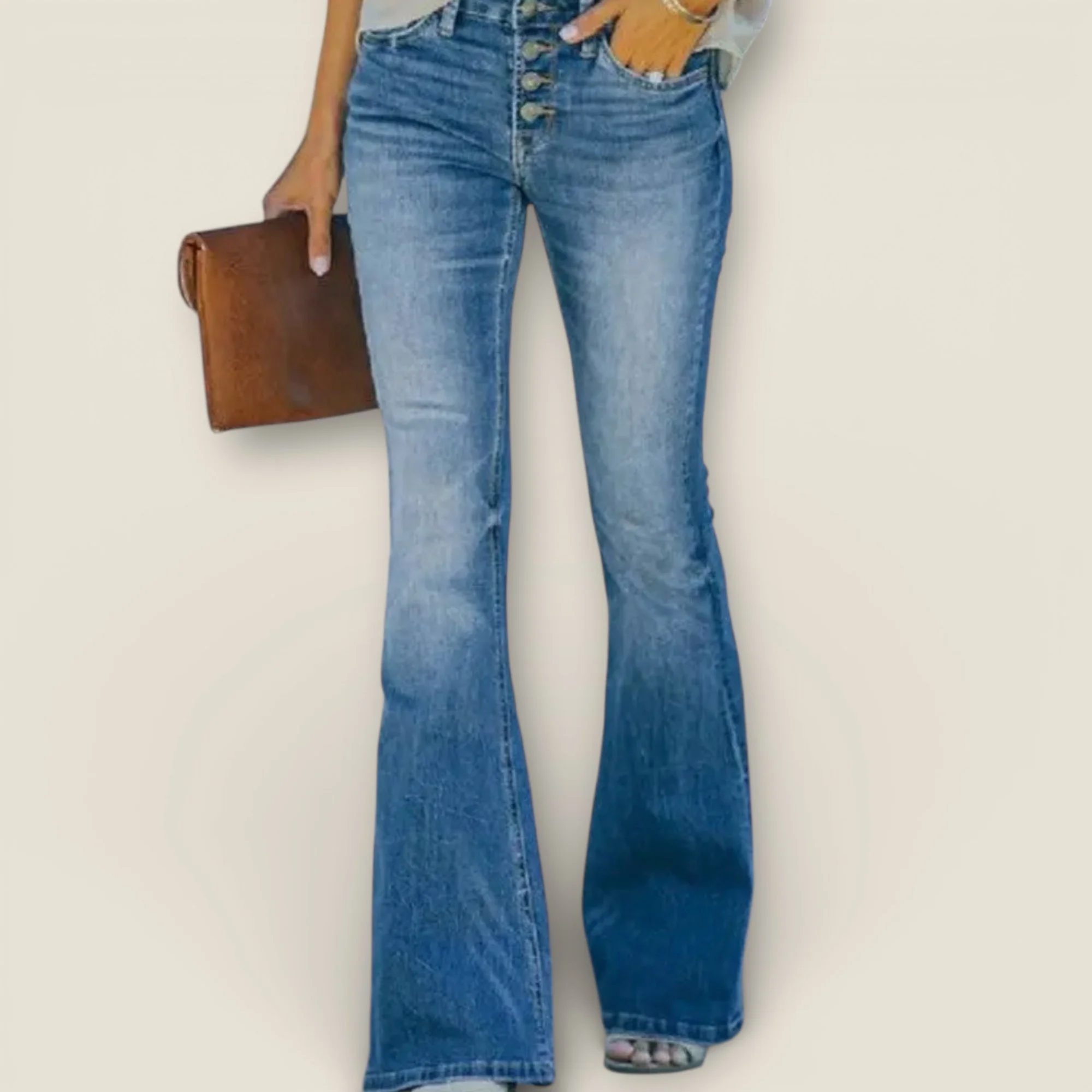 Slim Fit Bootcut Jeans With Washed Denim