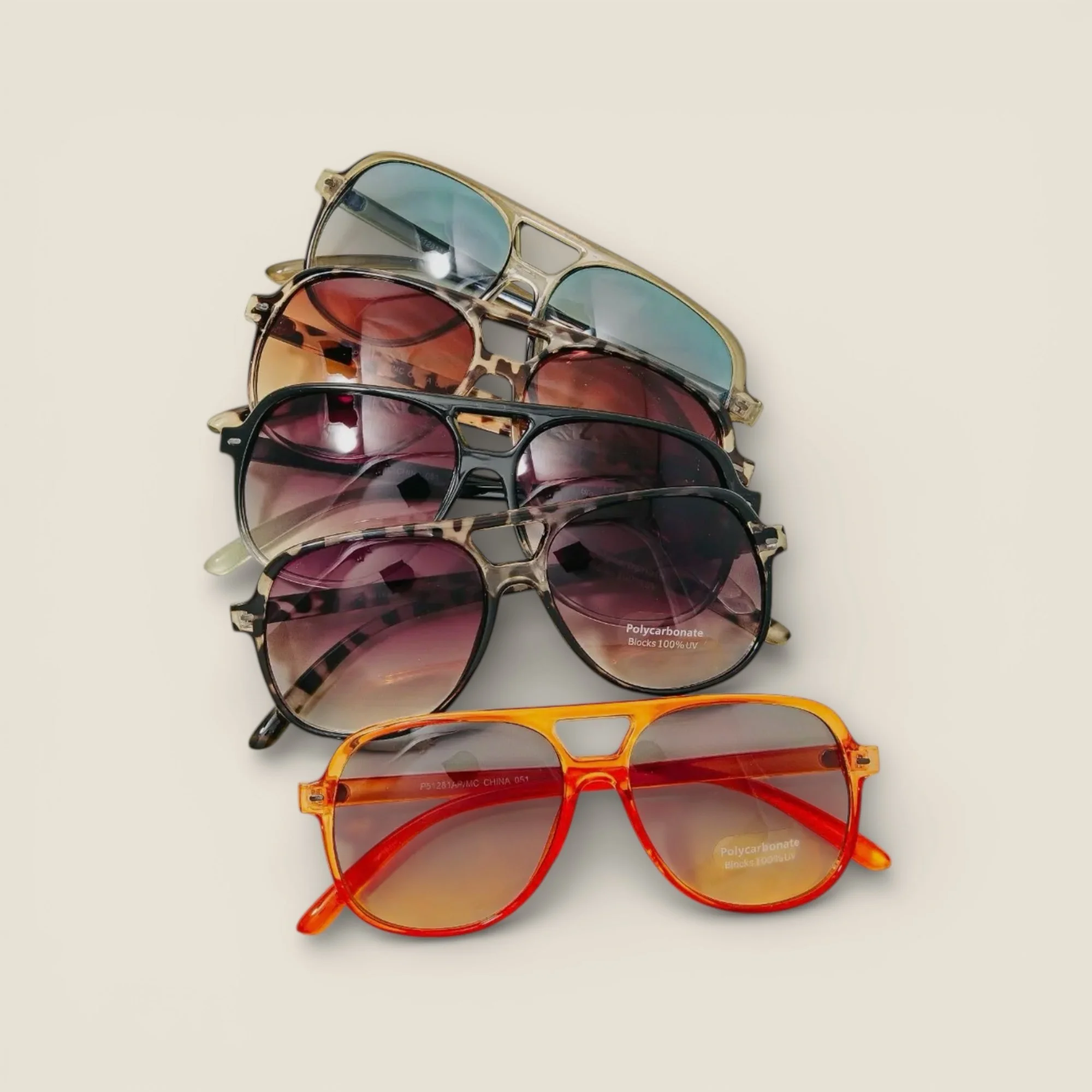 Vintage Style Gradient Aviator Sunglasses Set