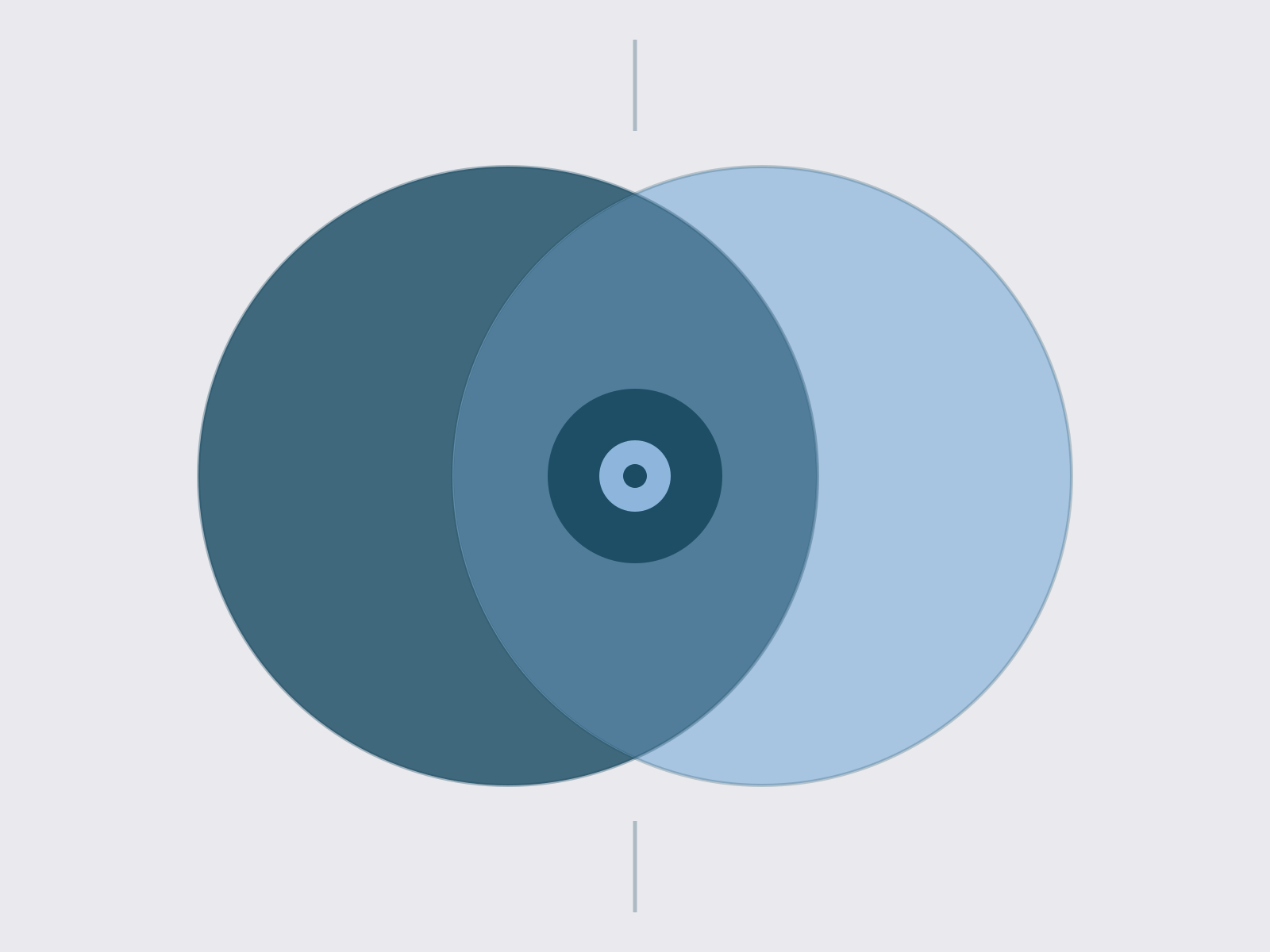 Venn diagram with overlapping circles in shades of blue on gray background.