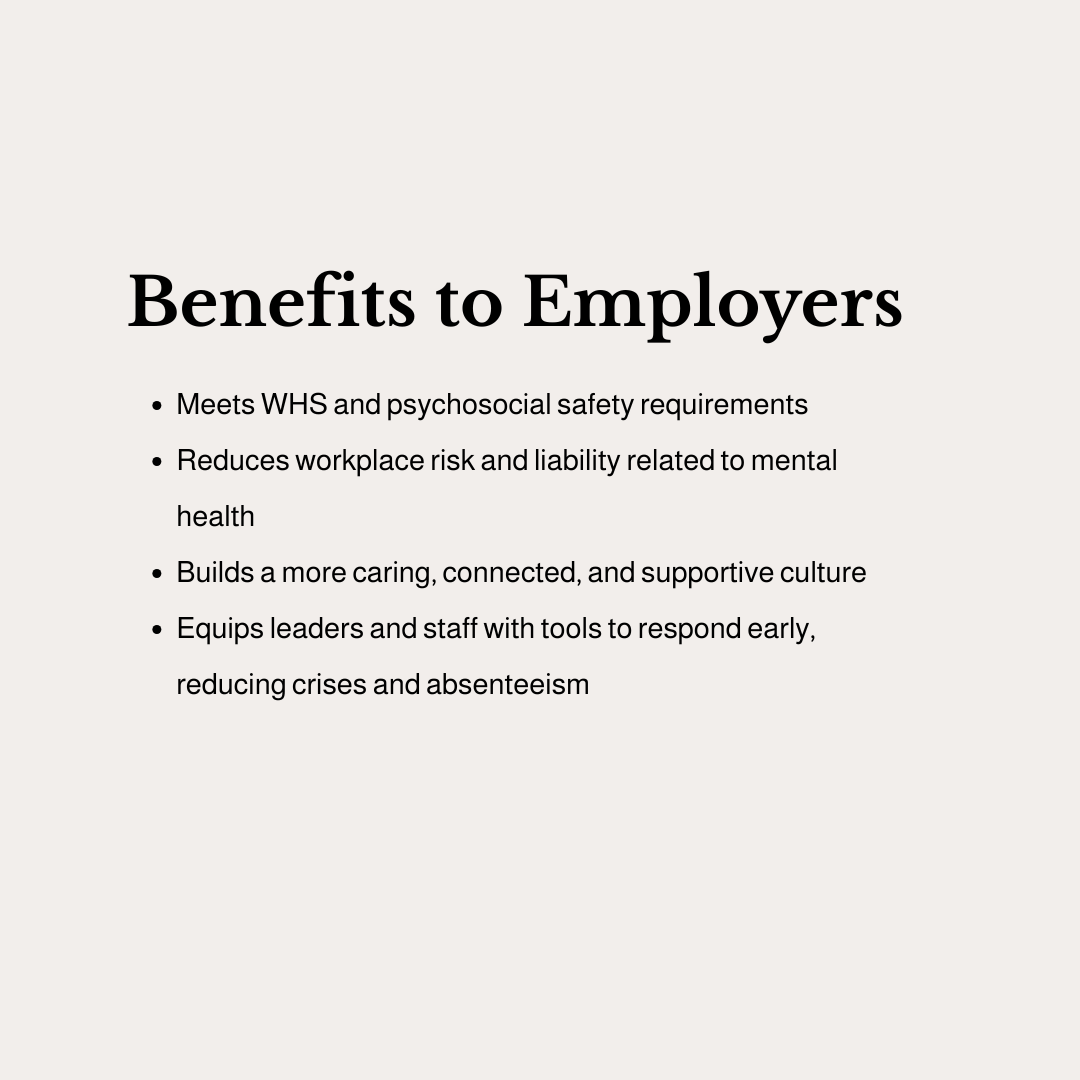 Benefits for employers mental health first aid training