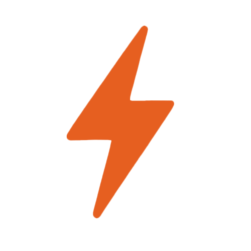 An orange lightning bolt icon on a black background.