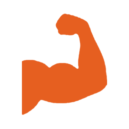 Silhouette of a muscular arm flexing.