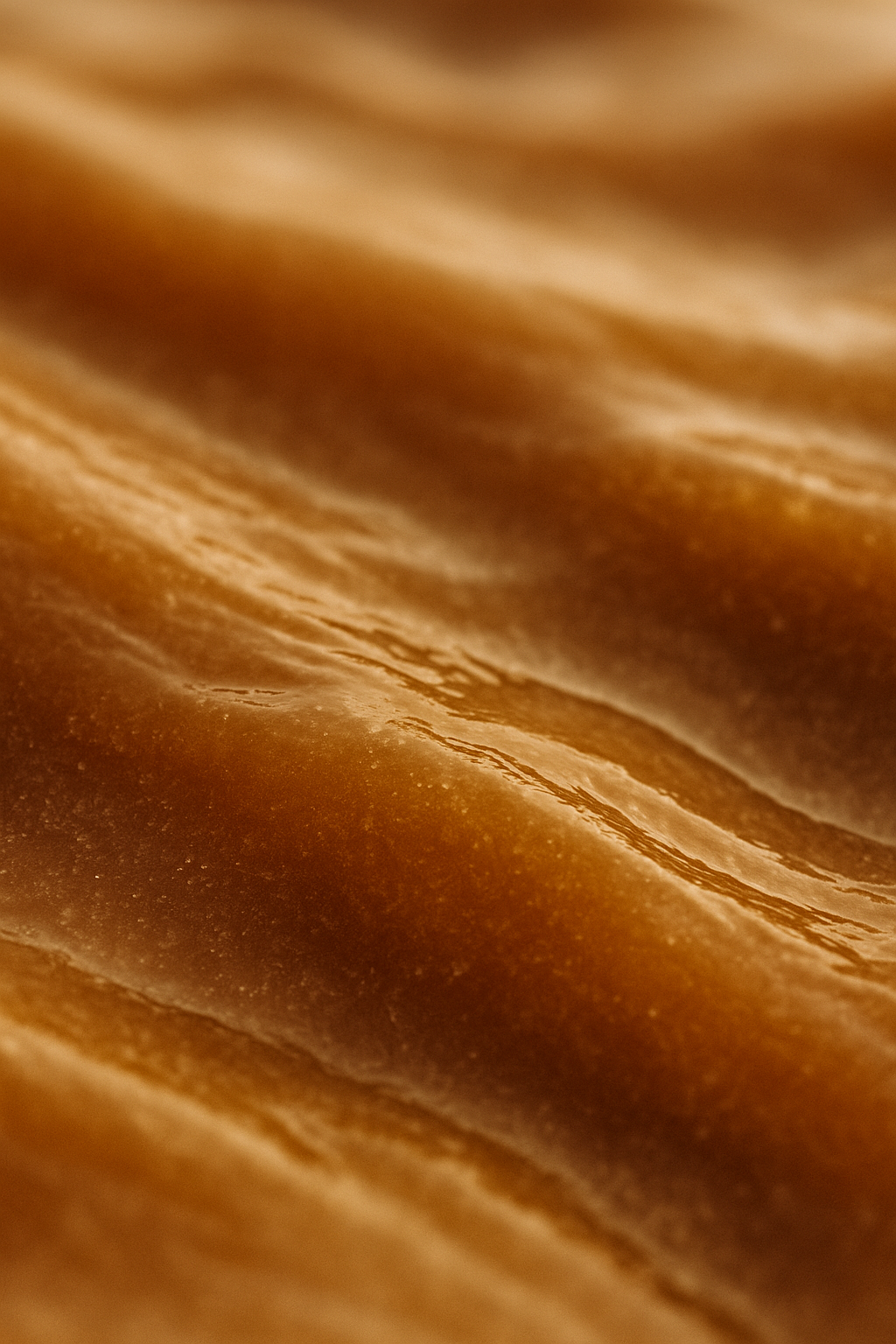Close-up of Rico Cacao liquid, showing smooth, shiny, and textured details.