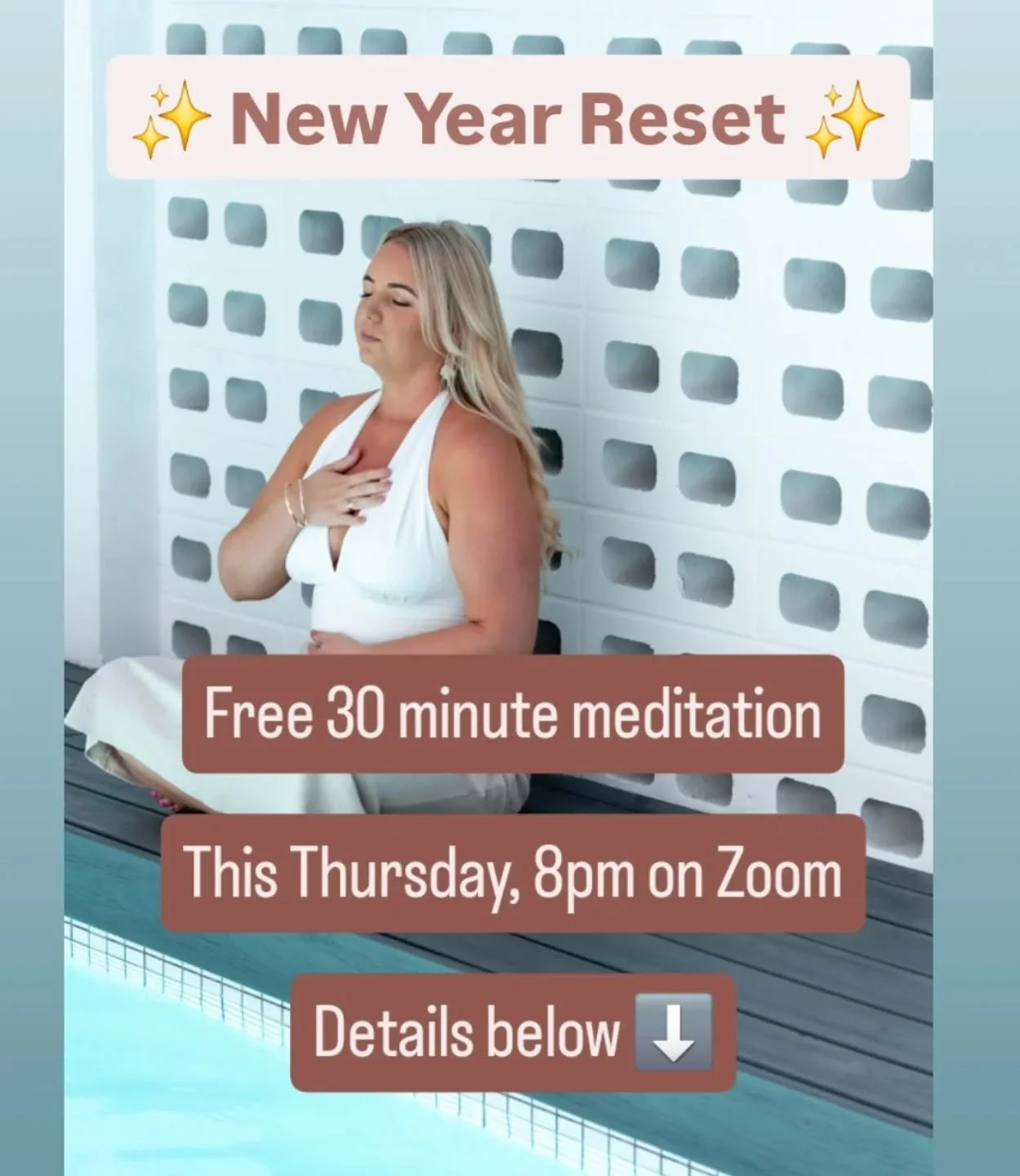 ✨ Free night time meditation for the New Year ✨

Want to take a few quiet minutes to calm your body, settle your mind, and set an intention for the year ahead?

I have a little gift for you to start 2026 on the right foot 🎁

This Thursday at 8 p.m. 