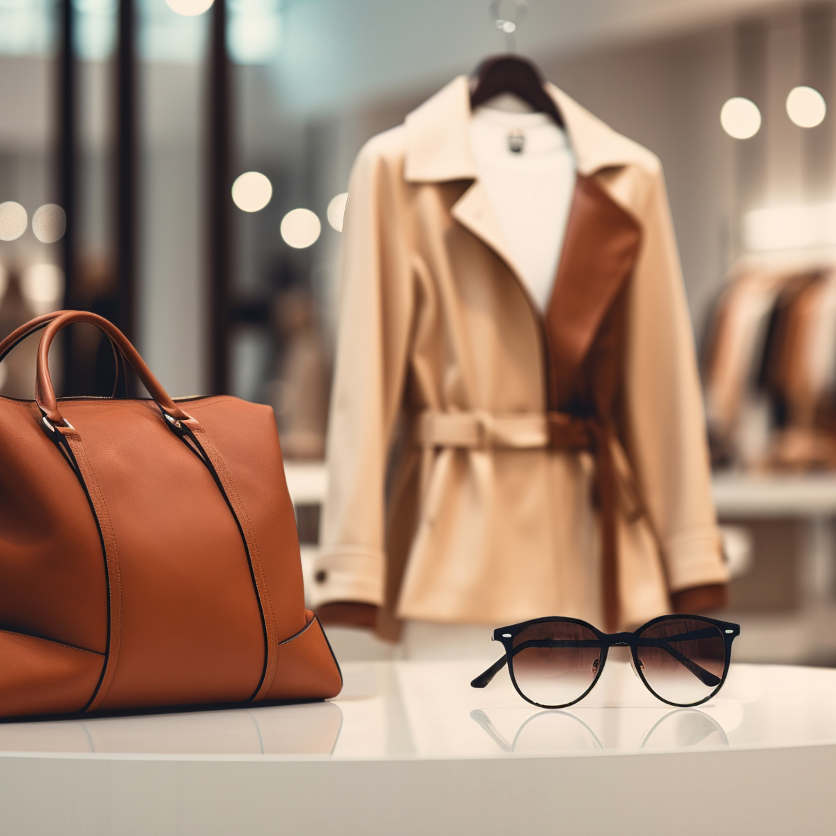 luxury jacket bag and sunglasses