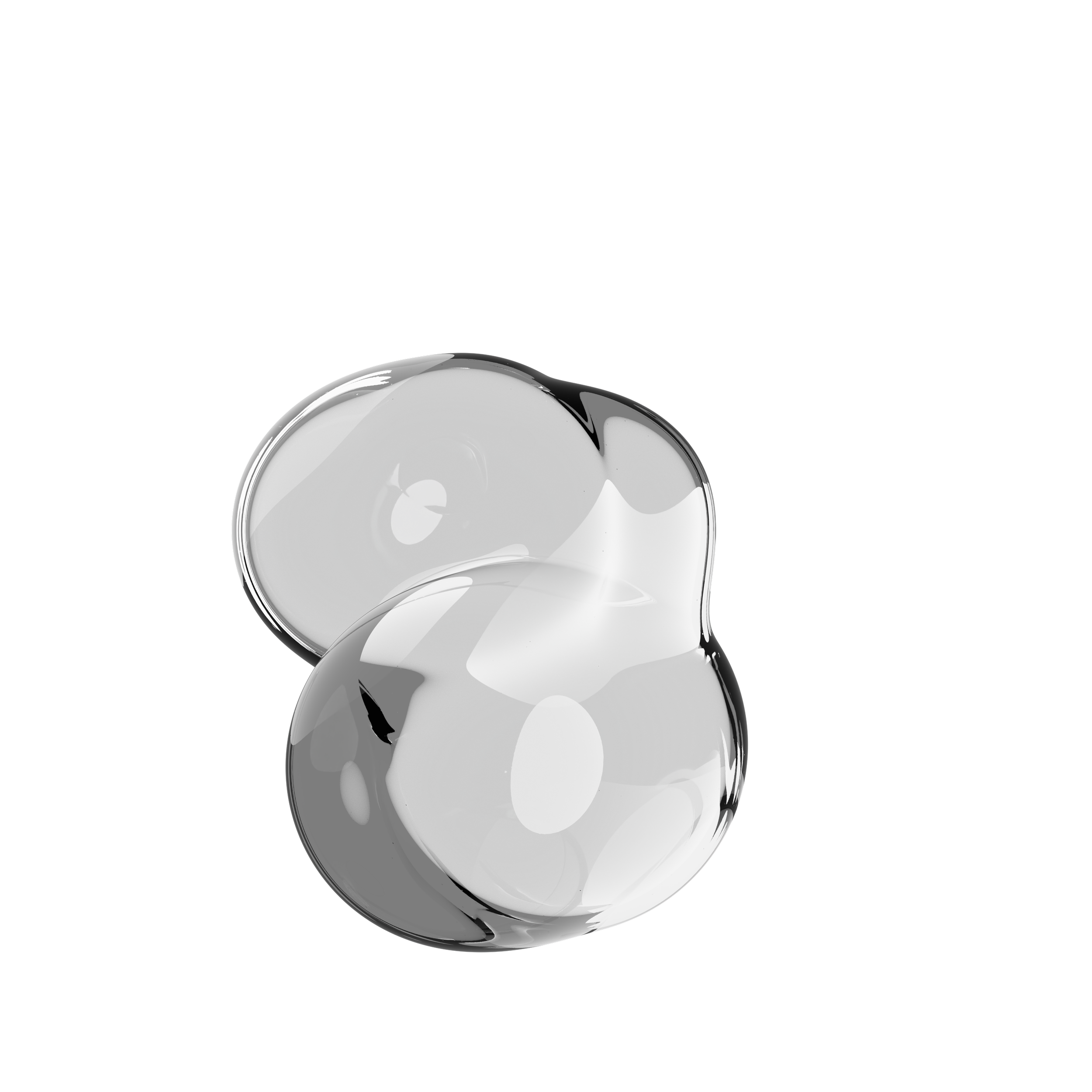 Close-up of a shiny black and white Christmas ornament in a reflective surface.