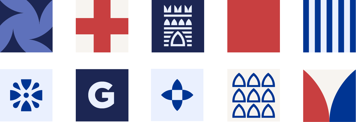 A row of assorted graphic motifs.
