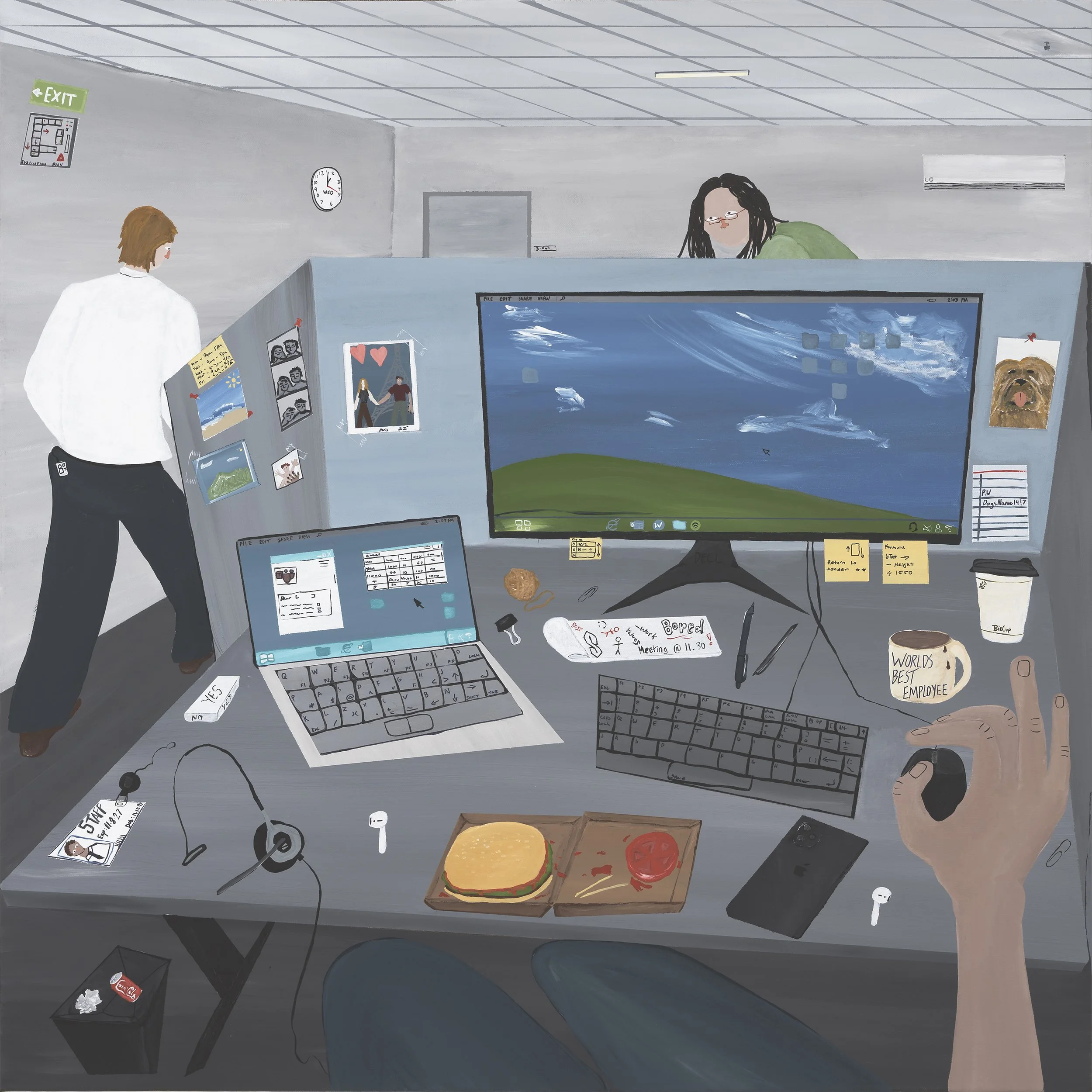 'I wish it were casual Friday', 2025, acrylic on canvas.
Peter Jones & Susan Taylor Collection.
91 x 91 cm