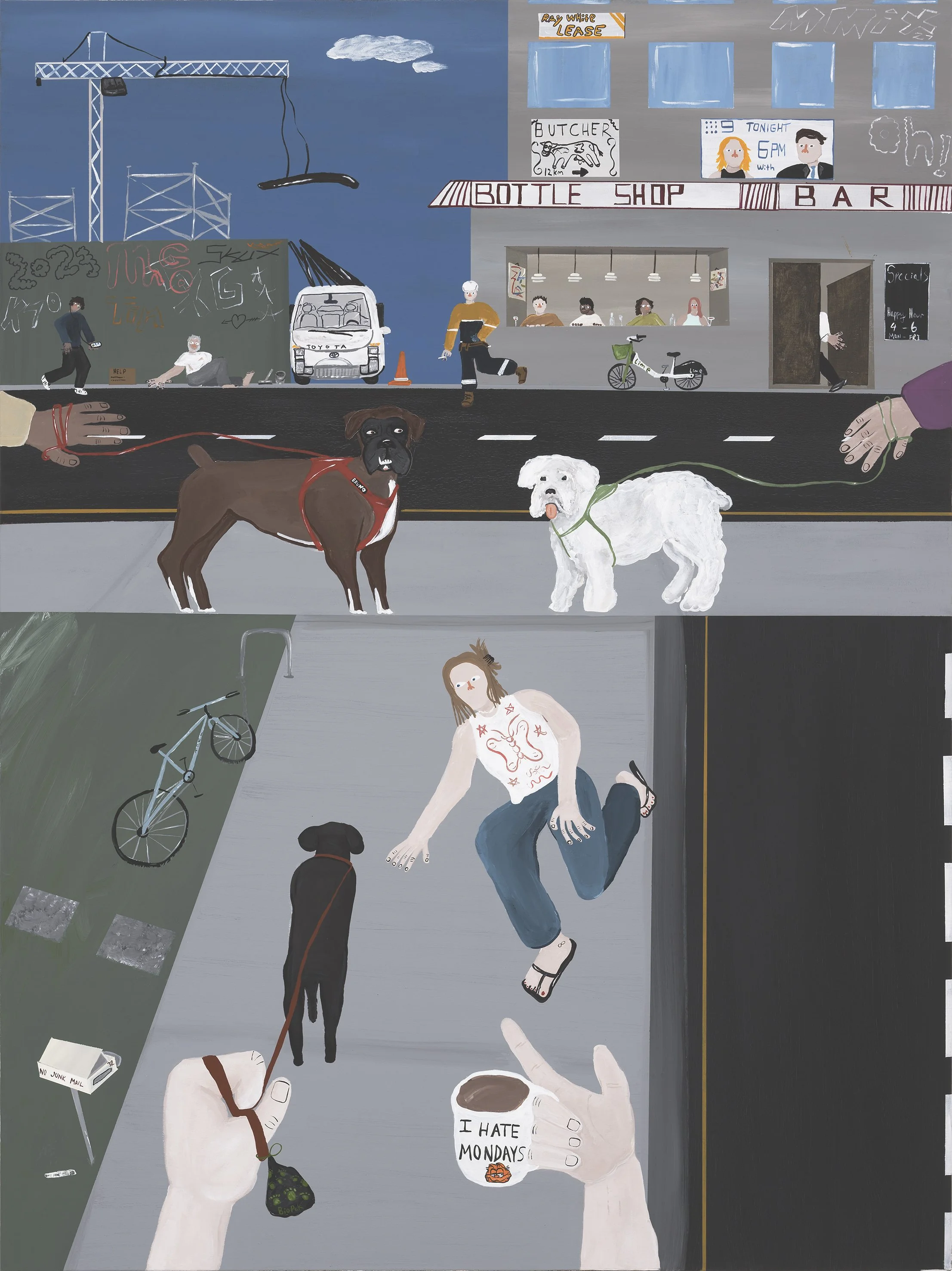 'Regular greetings', 2025, acrylic on canvas.