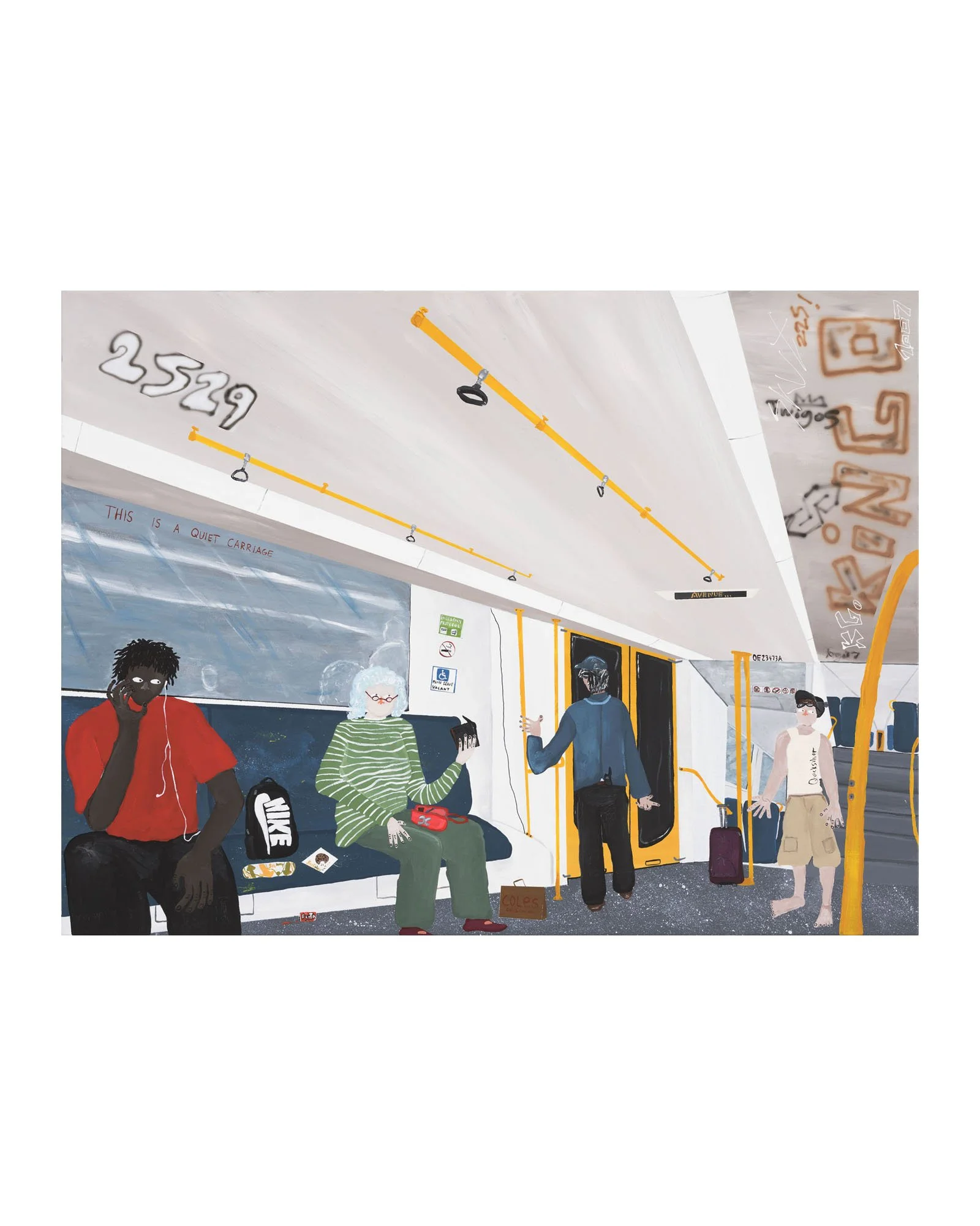 Untitled (train carriage) 2025, Acrylic on canvas.
76 x 115 cm 