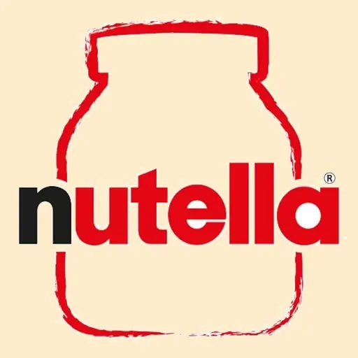 Logo di Nutella con un barattolo stilizzato e il testo 'nutella' in rosso e nero.